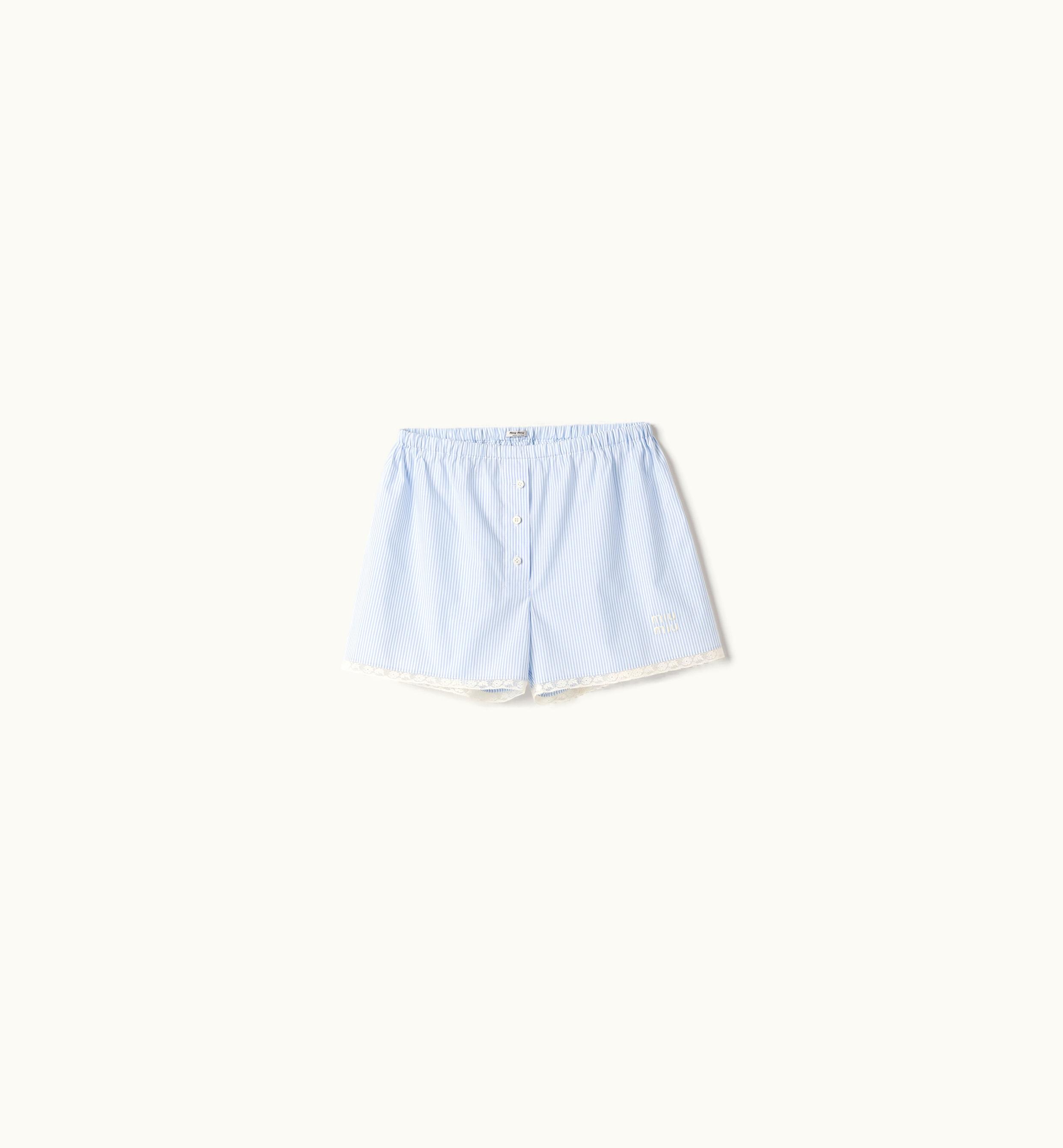 Miu Miu Miu Miu Poplin Boxer Shorts White / Light Blue