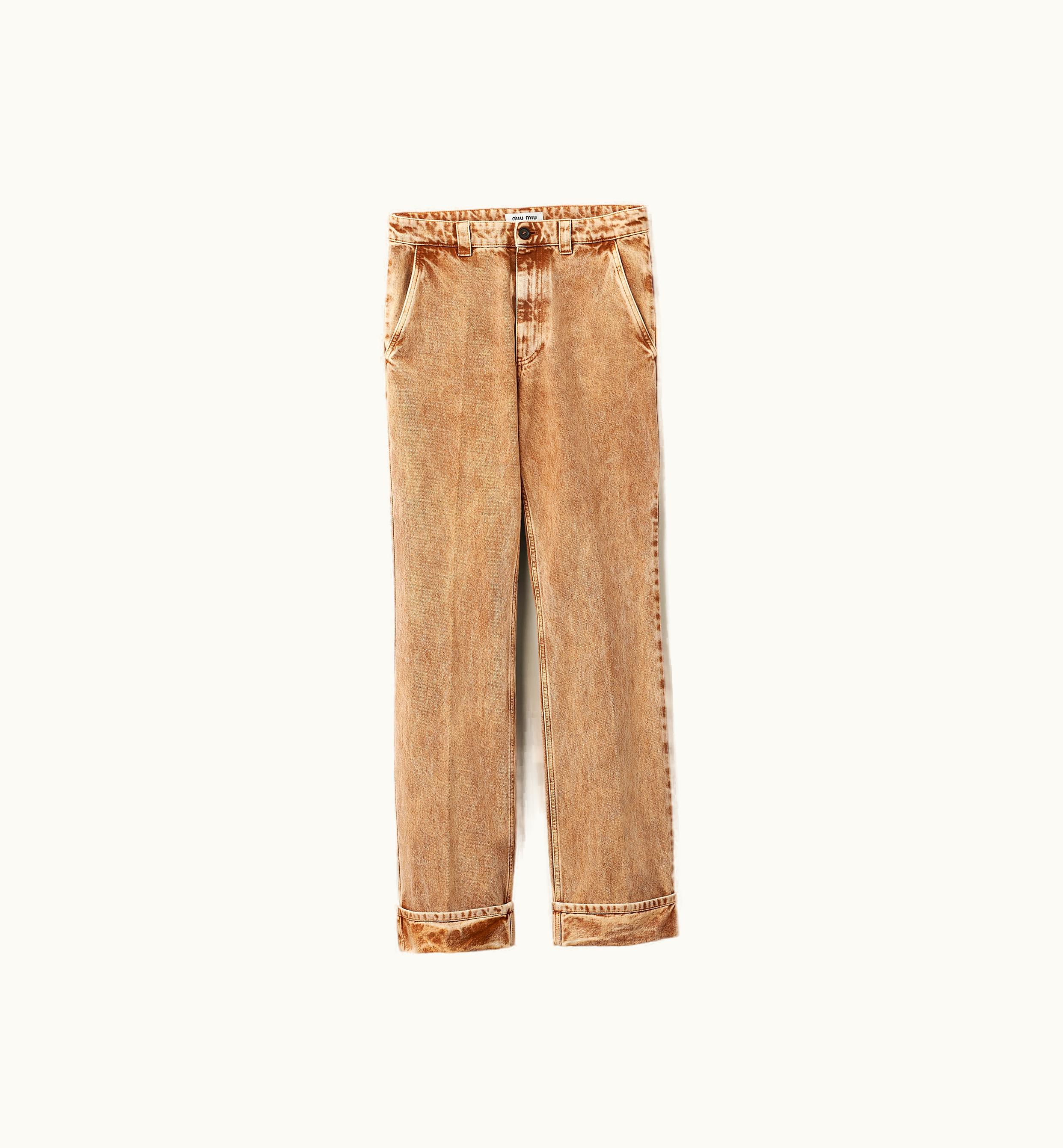 Miu Miu Miu Miu Marbleized Denim Jeans Cognac