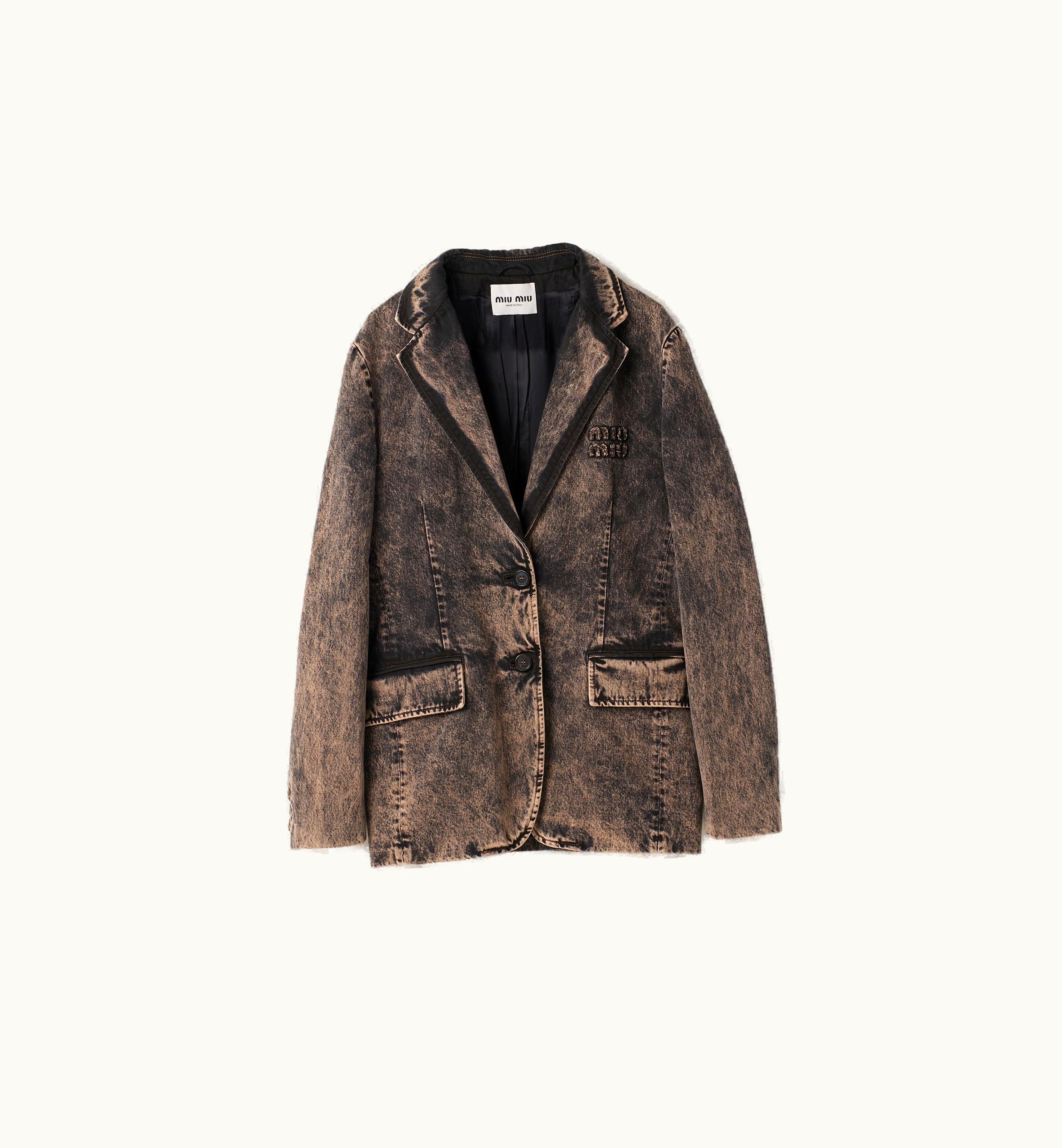 Miu Miu Miu Miu Marbleized Denim Jacket Black