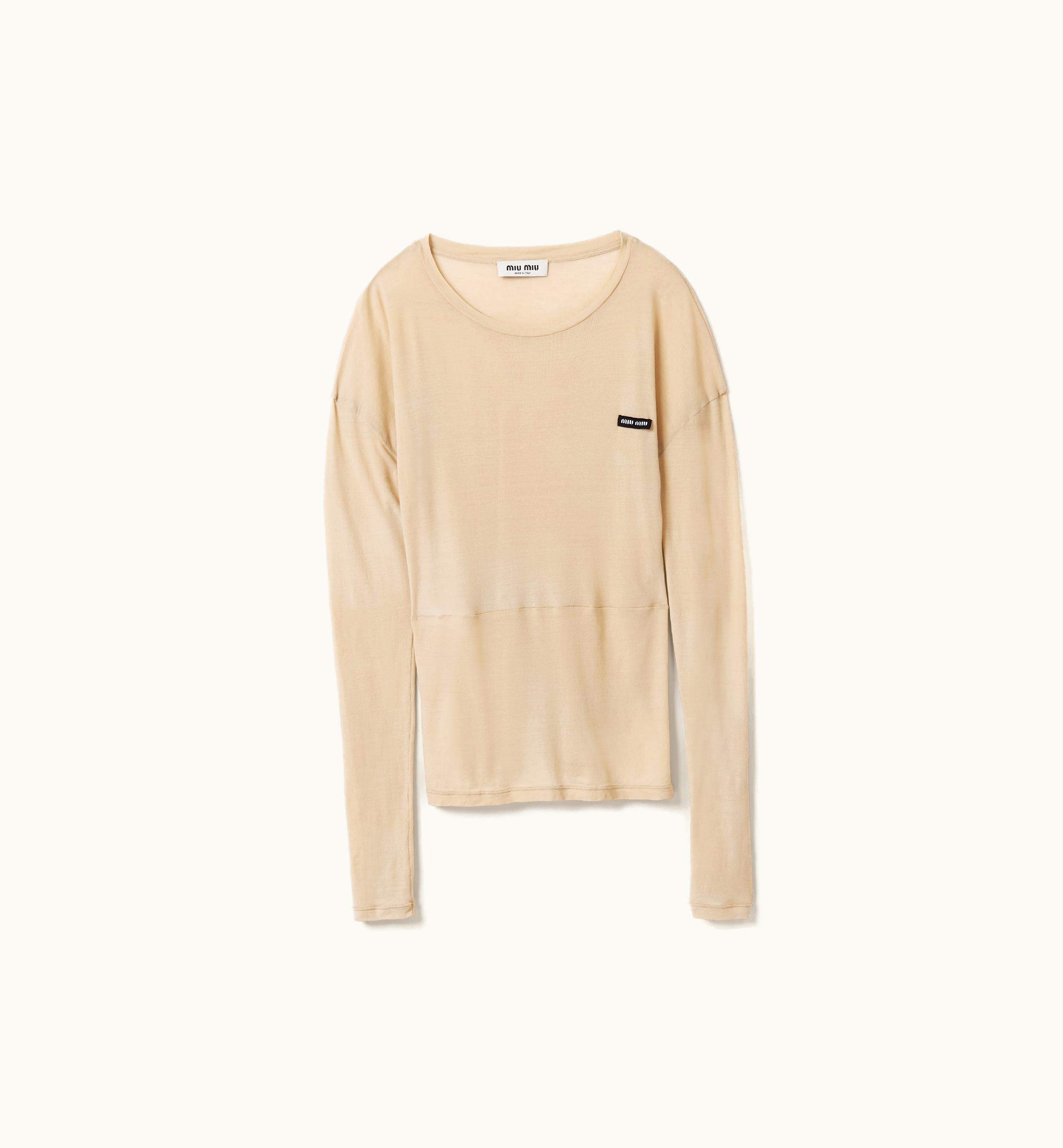 Miu Miu Miu Miu Garment-dyed Ribbed Jersey Knit Dress Desert Beige