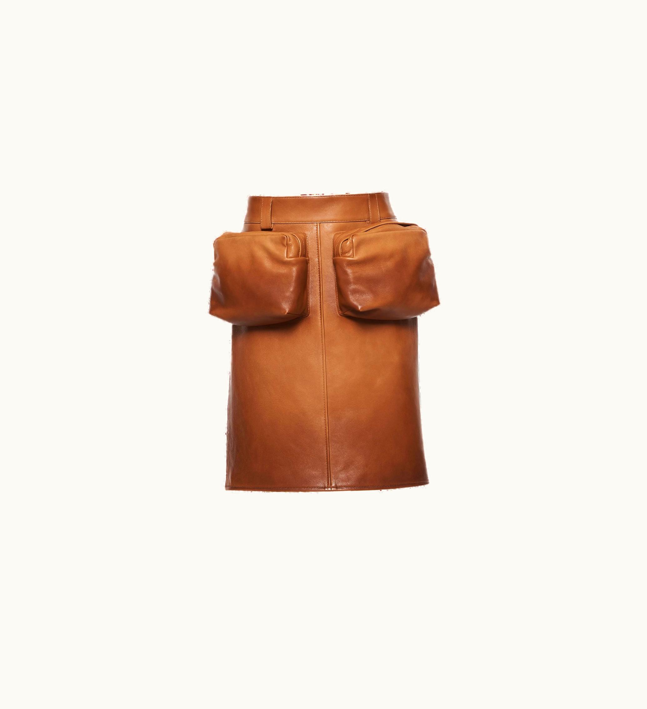 Miu Miu Miu Miu Nappa Leather Skirt Caramel