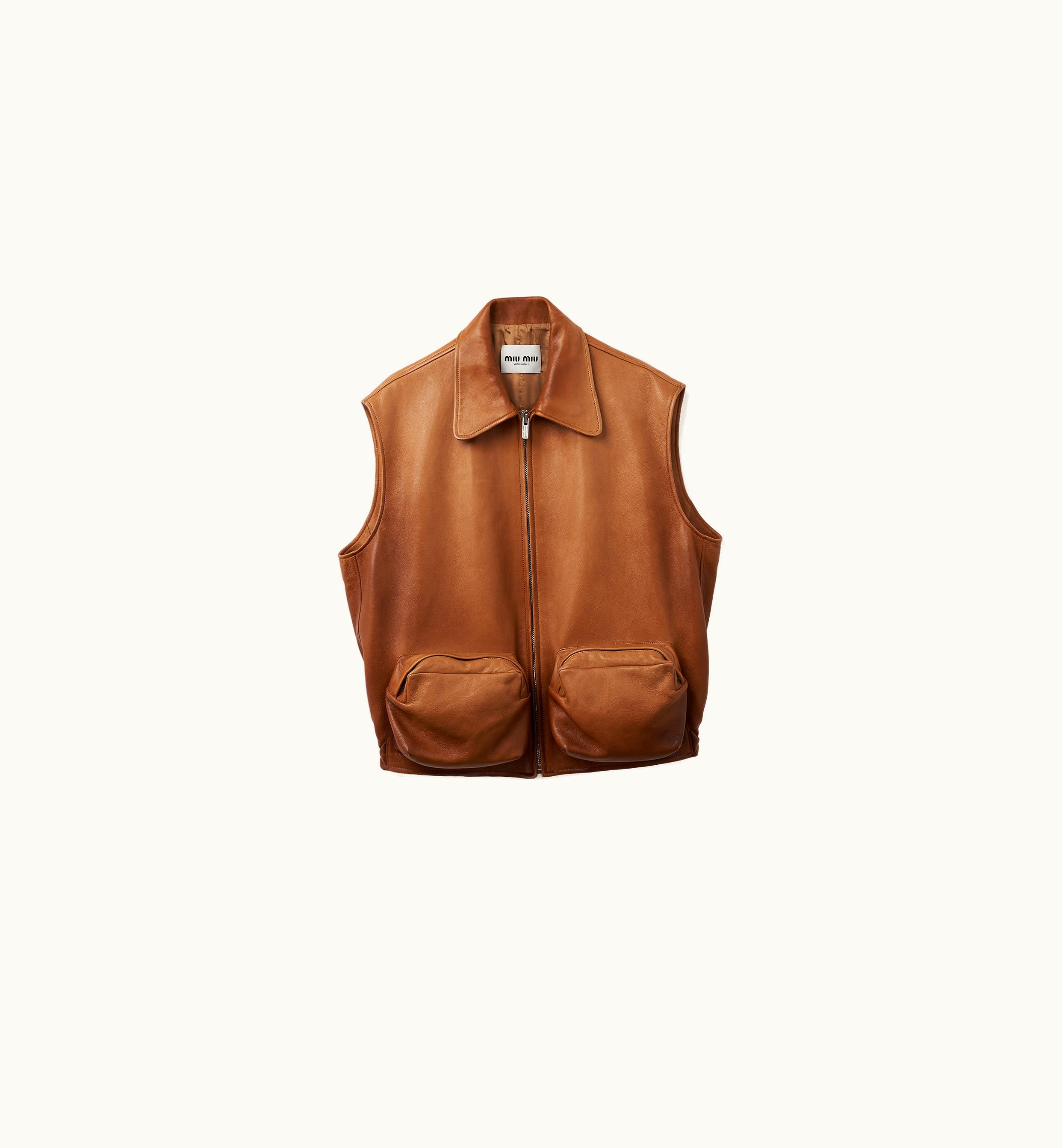 Miu Miu Miu Miu Nappa Leather Vest Caramel