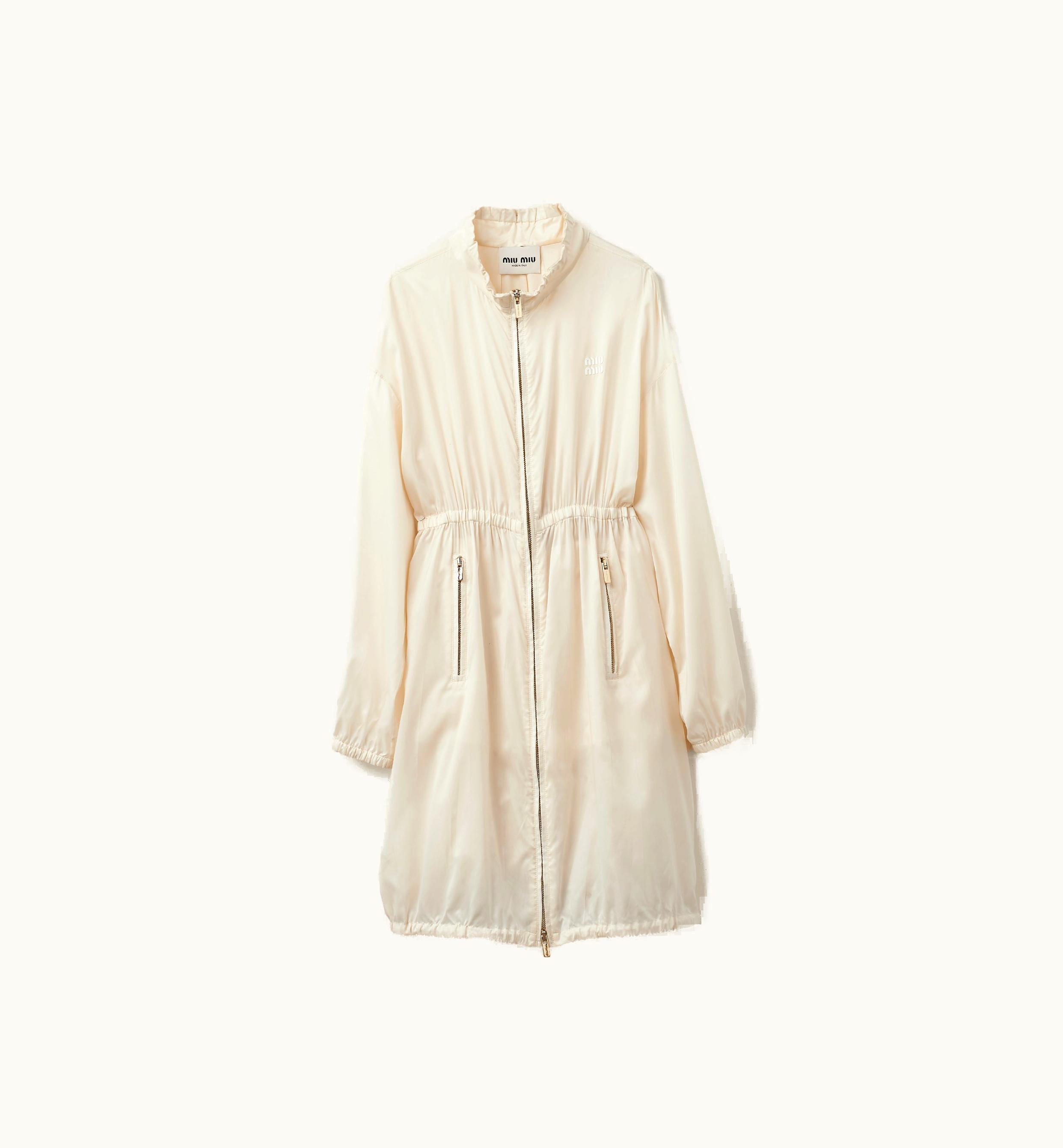 Miu Miu Miu Miu Technical Silk Coat Ivory