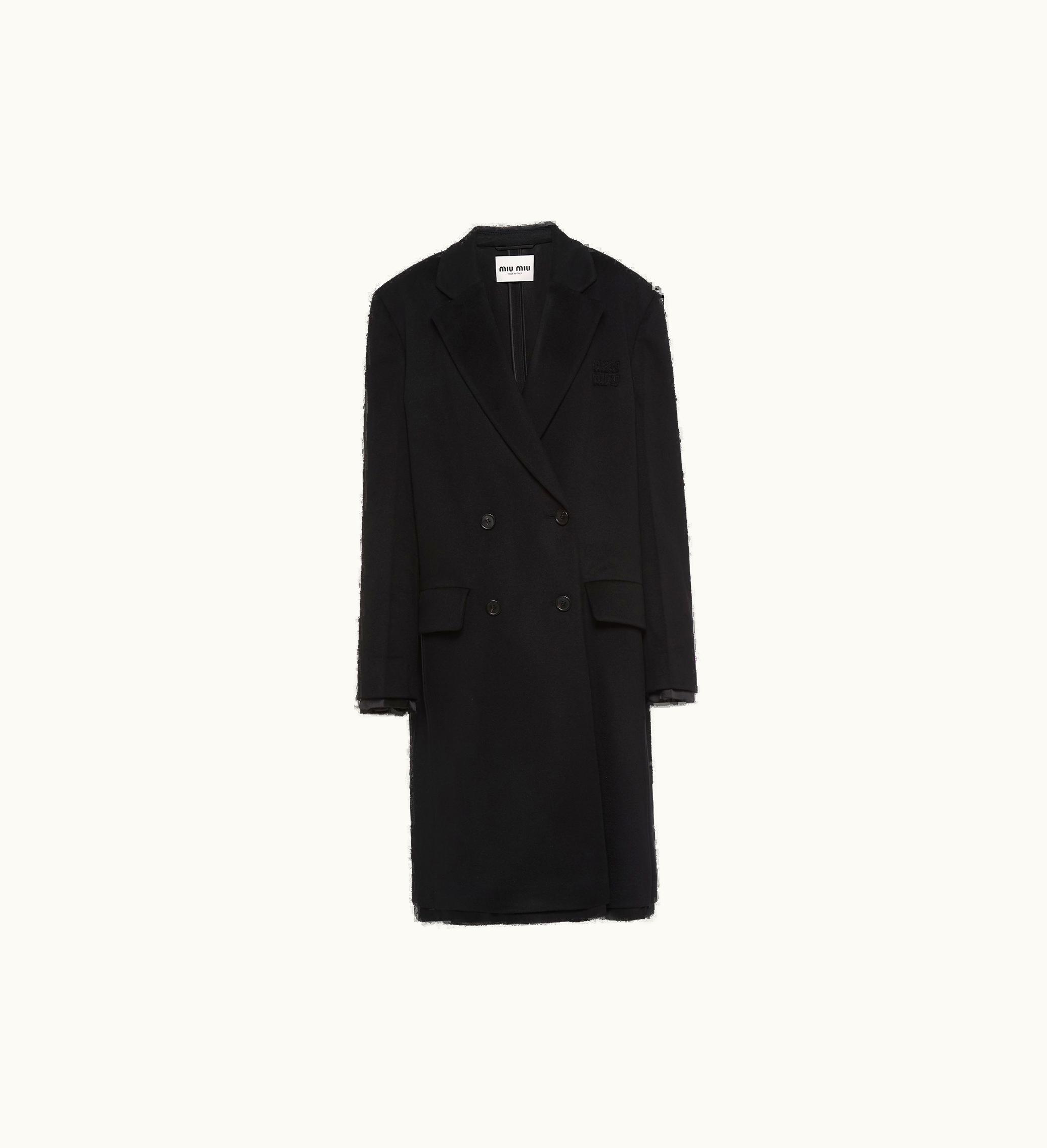 Miu Miu Miu Miu Double-breasted Velour Coat Black