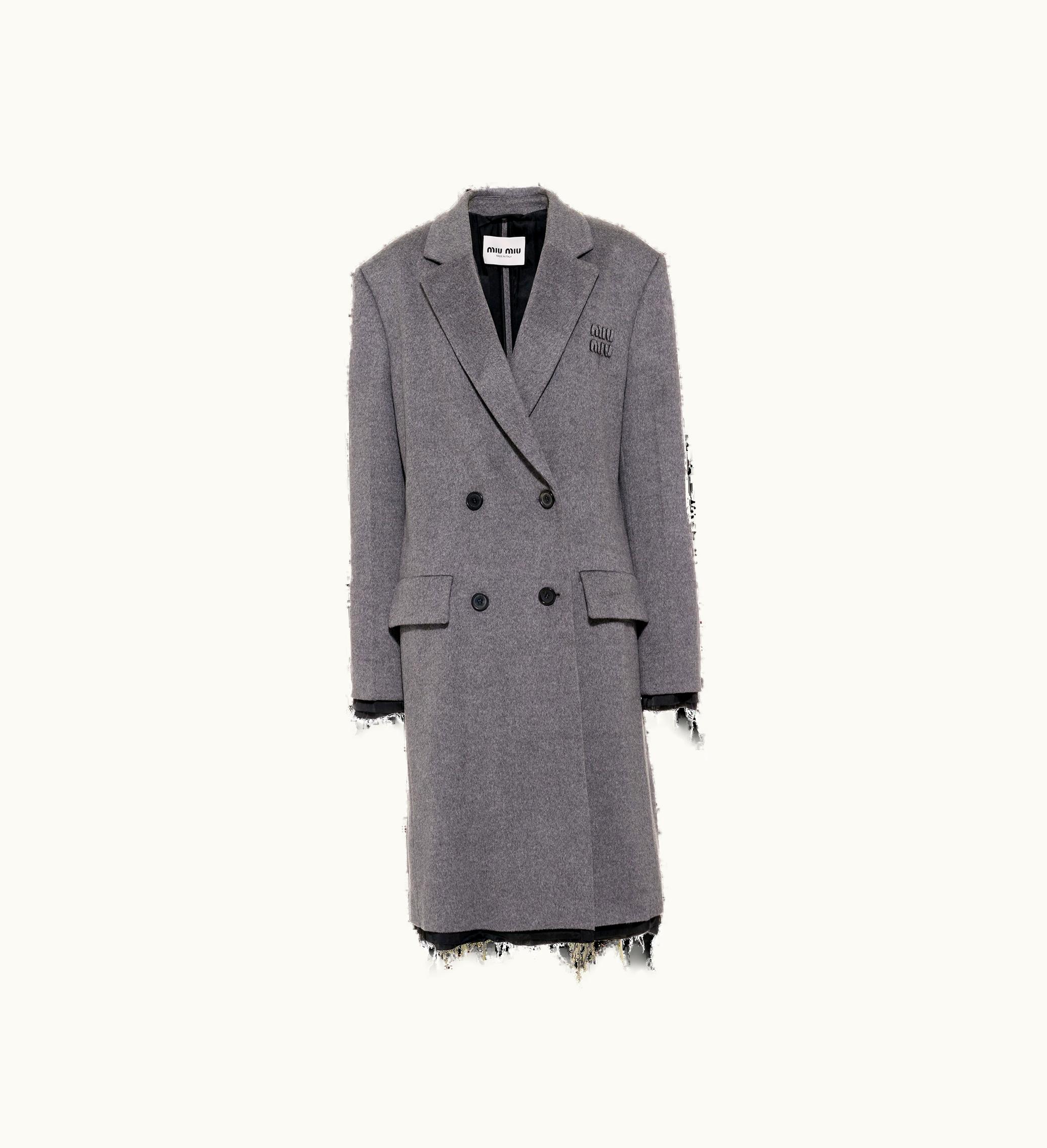 Miu Miu Miu Miu Masculine Embroidered Velour Coat Grey