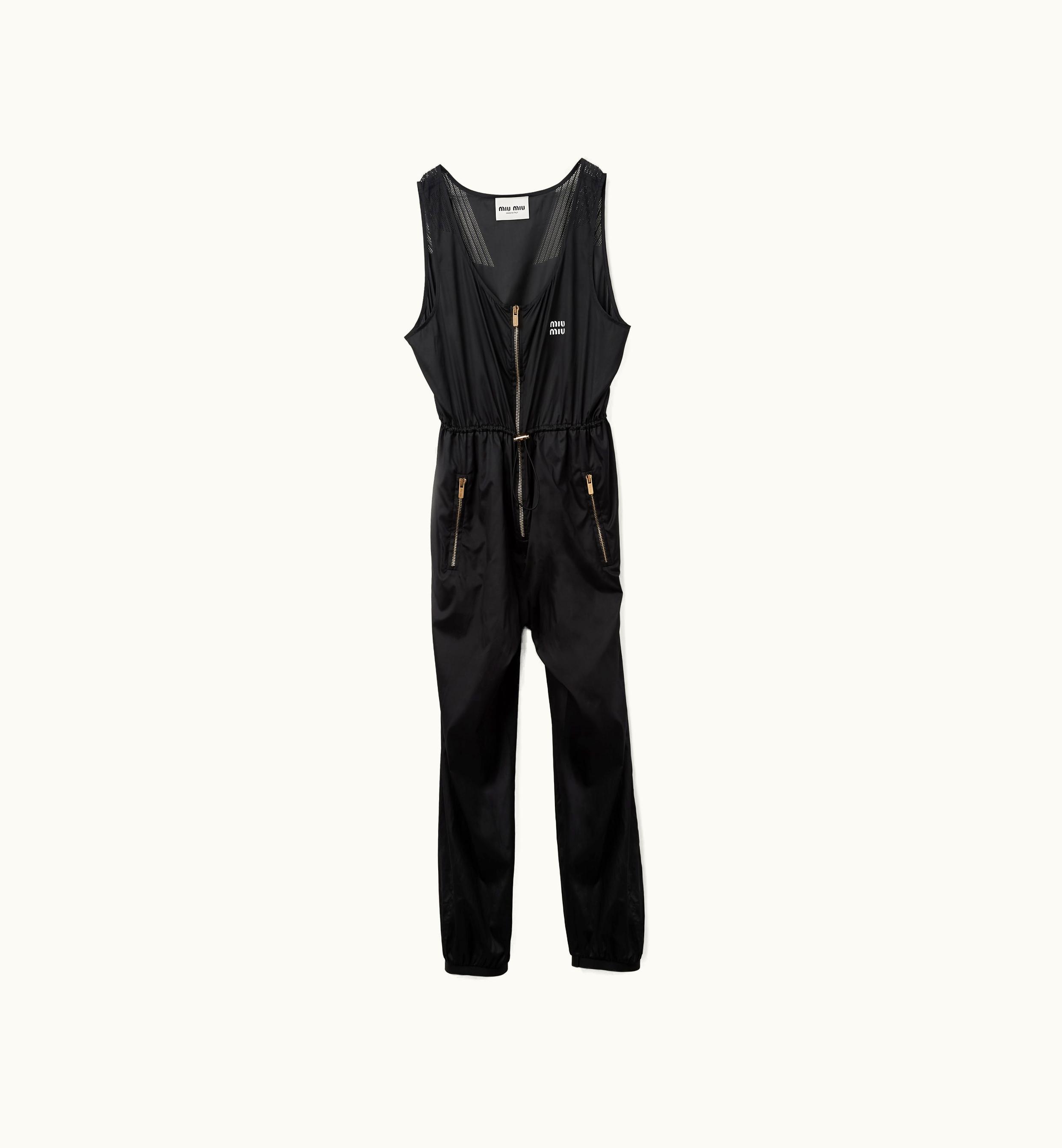 Miu Miu Miu Miu Technical Silk Jumpsuit Black