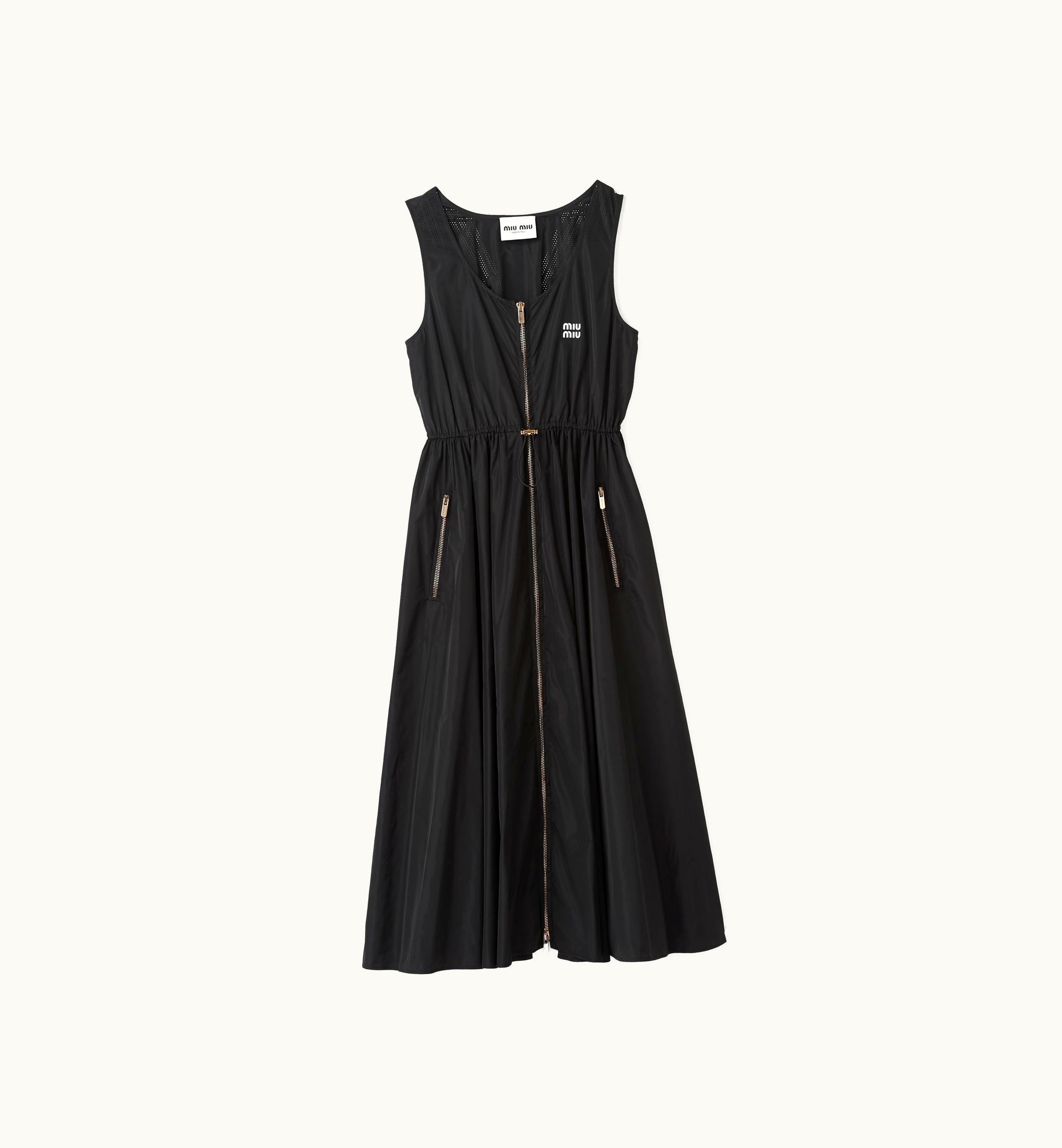 Miu Miu Miu Miu Sleeveless Technical Silk Dress Black