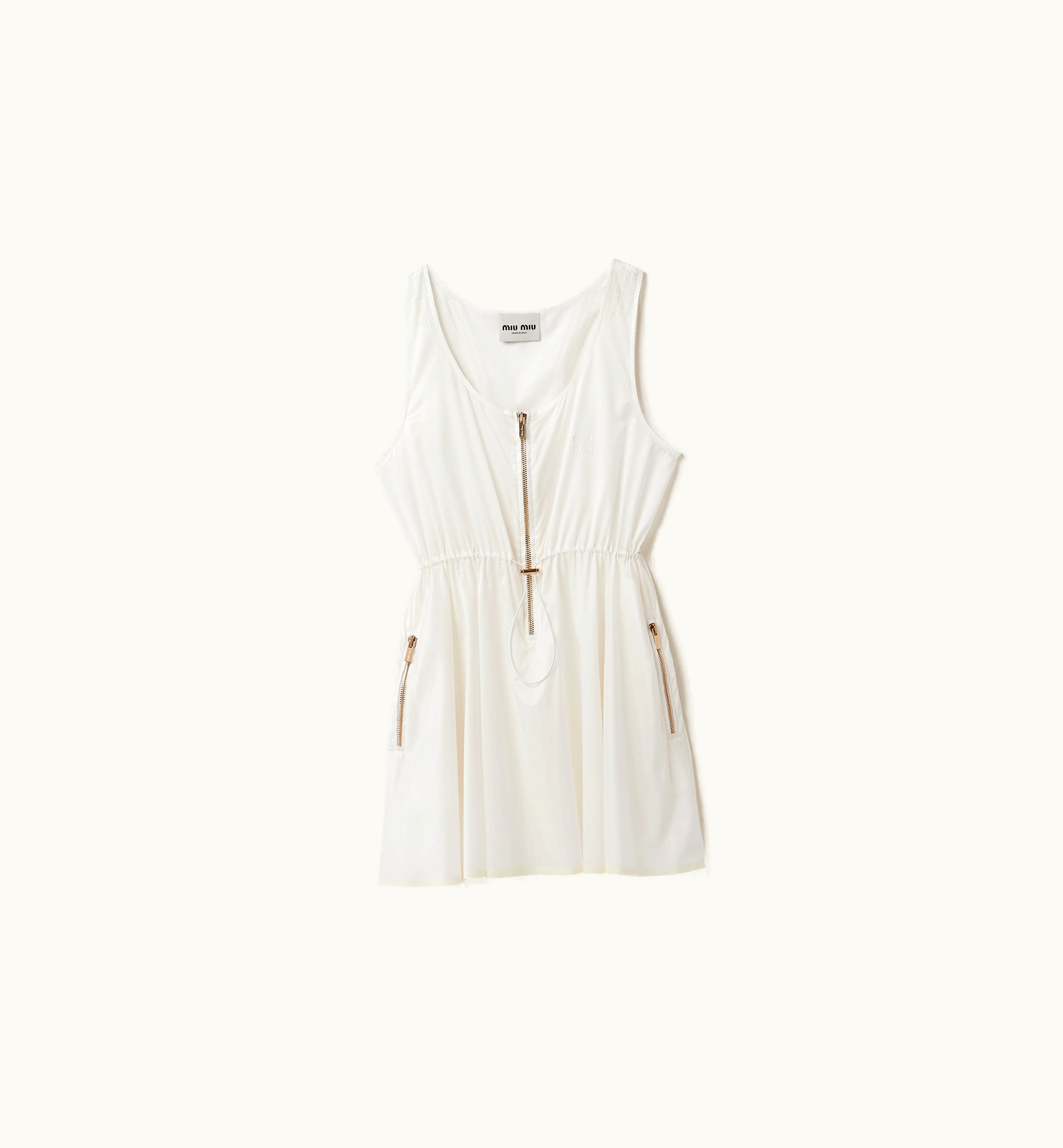 Miu Miu Miu Miu Sleeveless Technical Silk Dress White