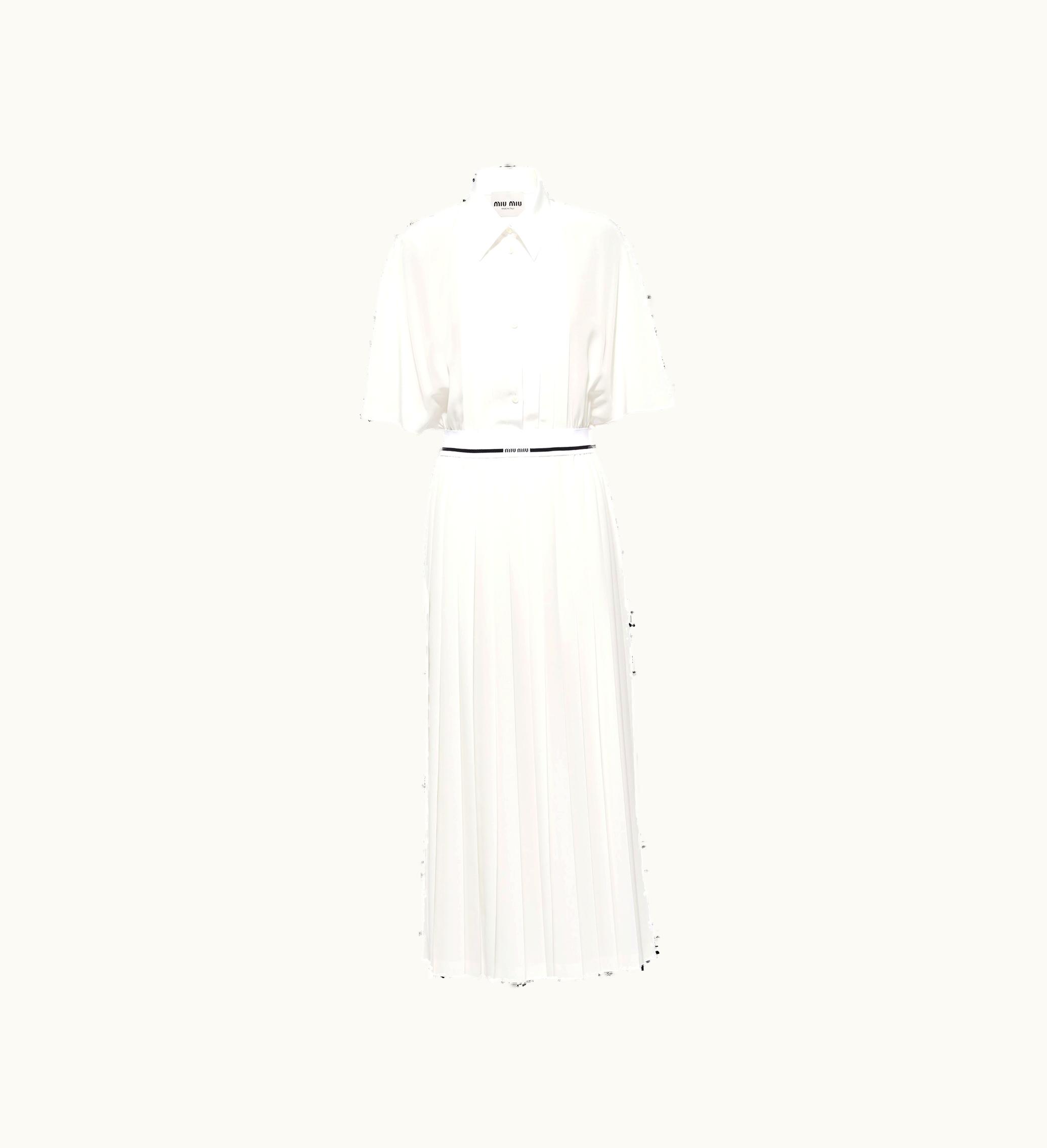 Miu Miu Miu Miu Crepe De Chine Midi Dress White