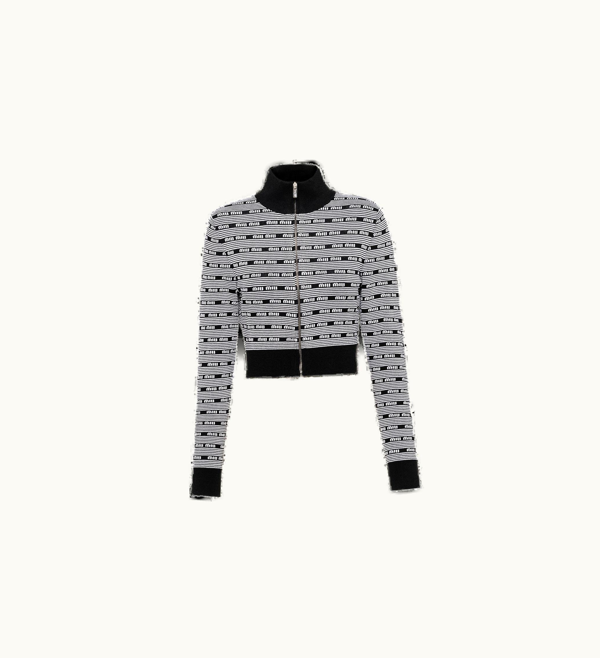 Miu Miu Miu Miu Viscose Turtleneck Cardigan Black / White
