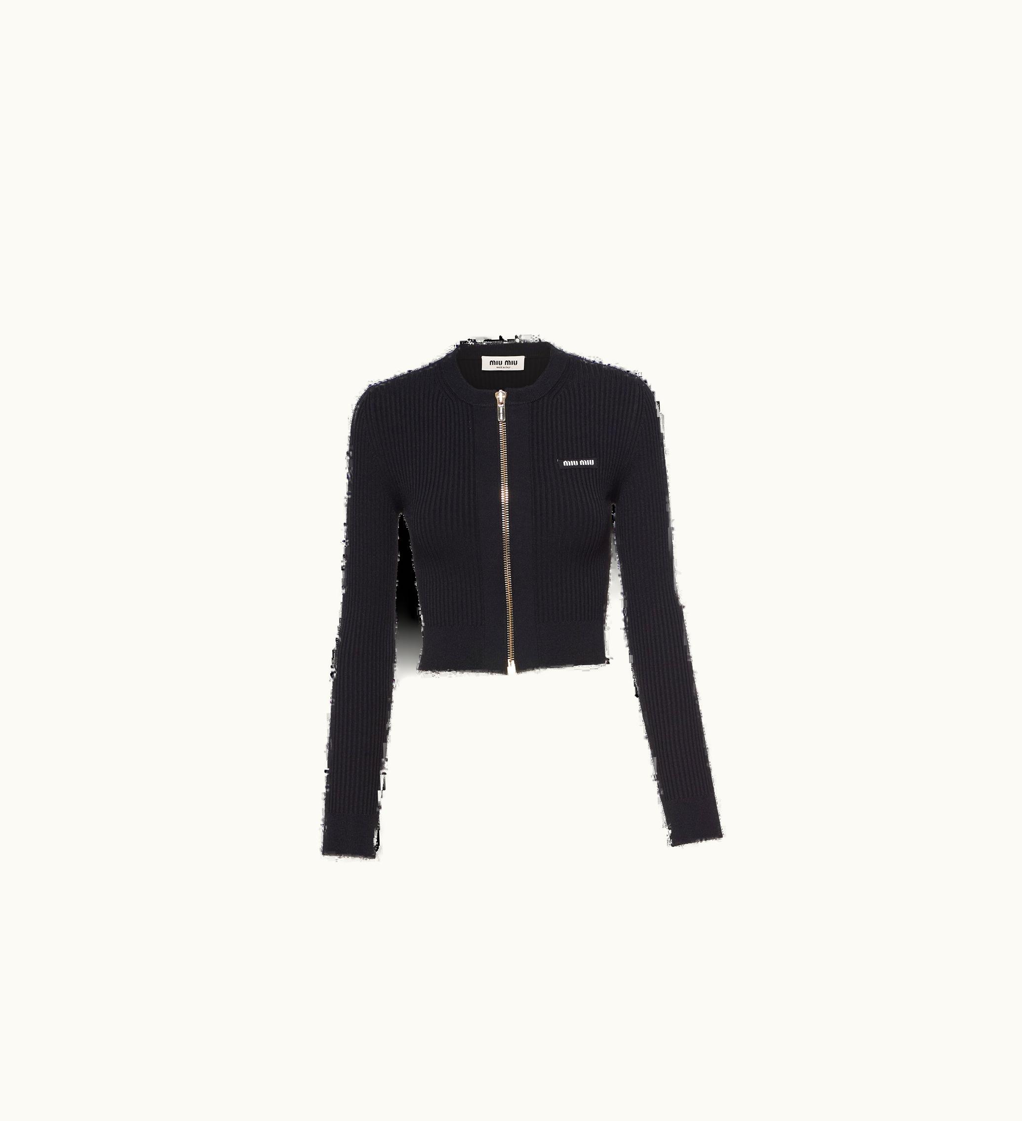 Miu Miu Miu Miu Viscose crew-neck Cardigan Black