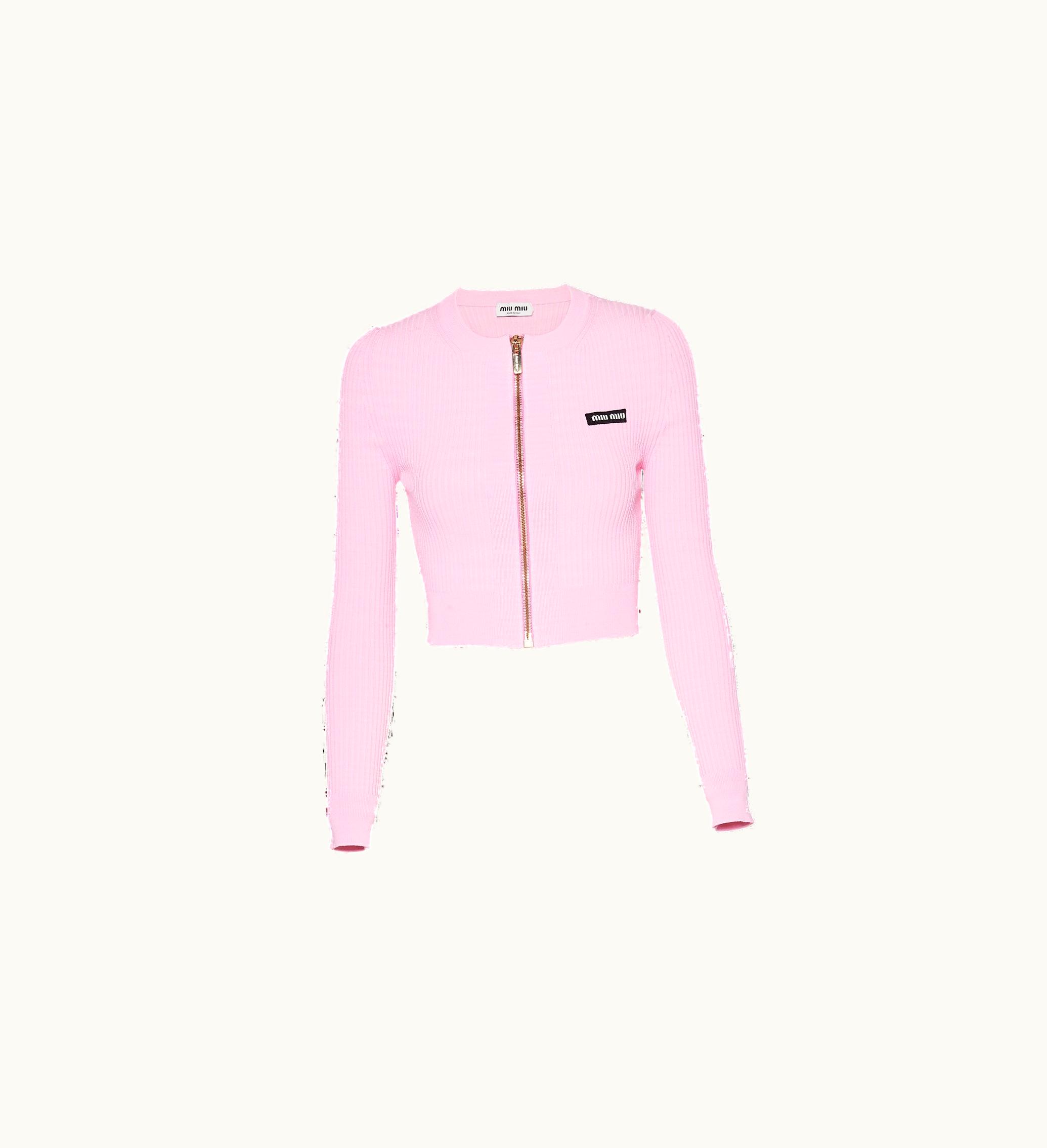 Miu Miu Miu Miu Viscose crew-neck Cardigan Pink