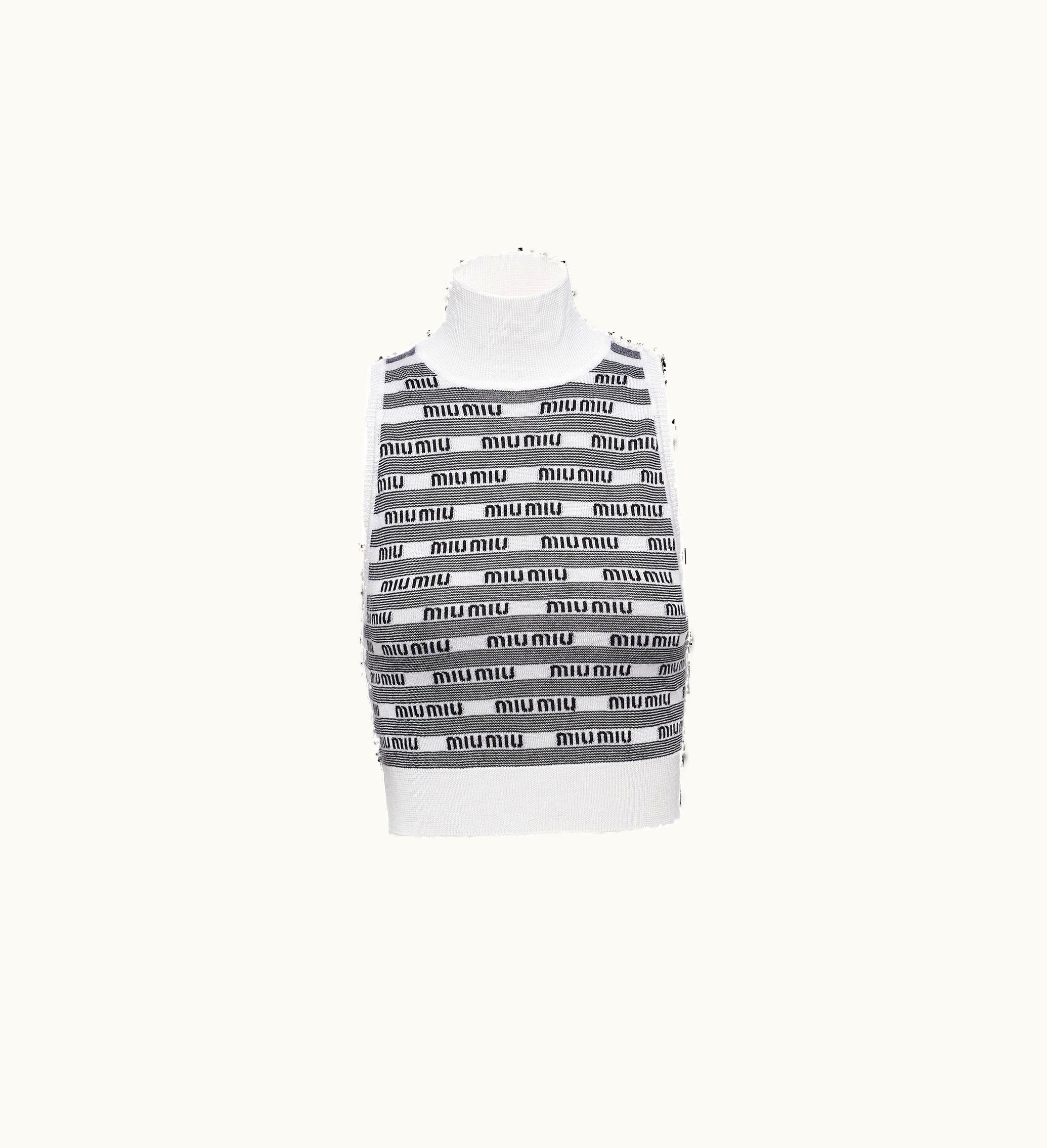 Miu Miu Miu Miu Cashmere And Silk Turtleneck Top White / Black