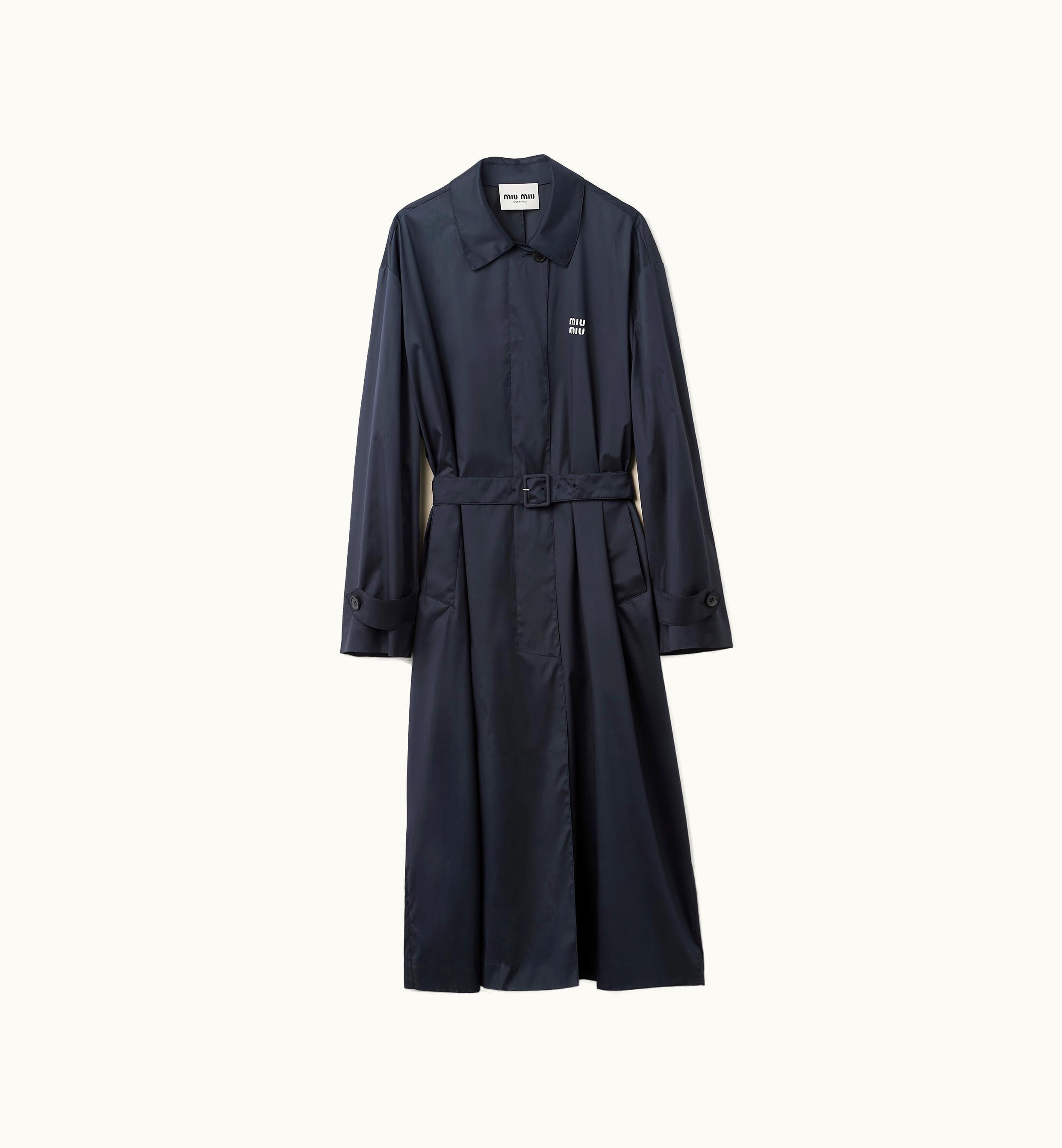Miu Miu Miu Miu Technical Silk Coat Navy