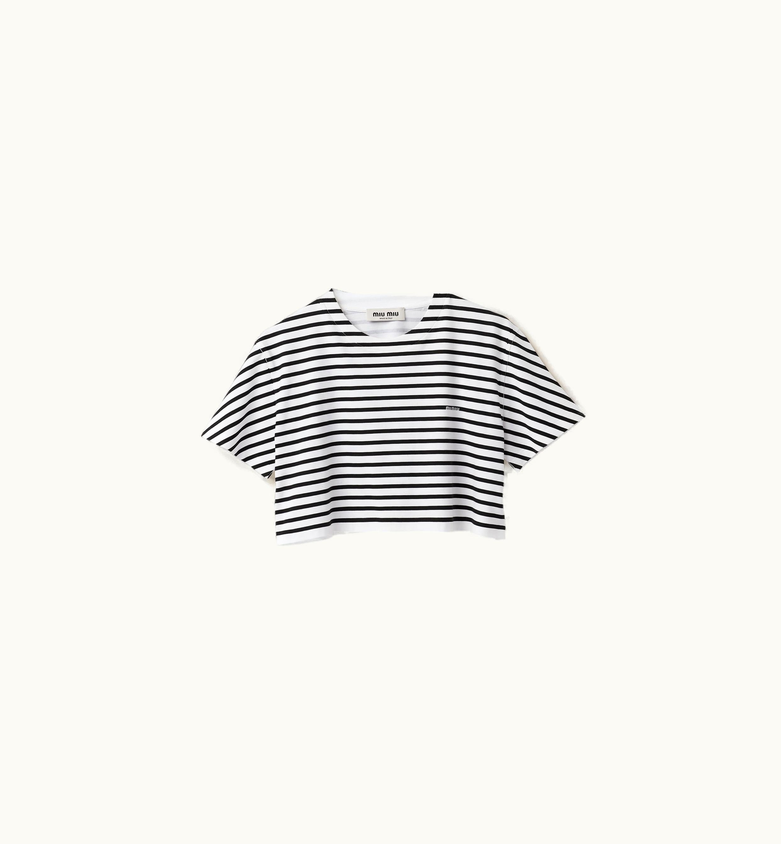 Miu Miu Miu Miu Cotton T-shirt With Printed Logo White / Black