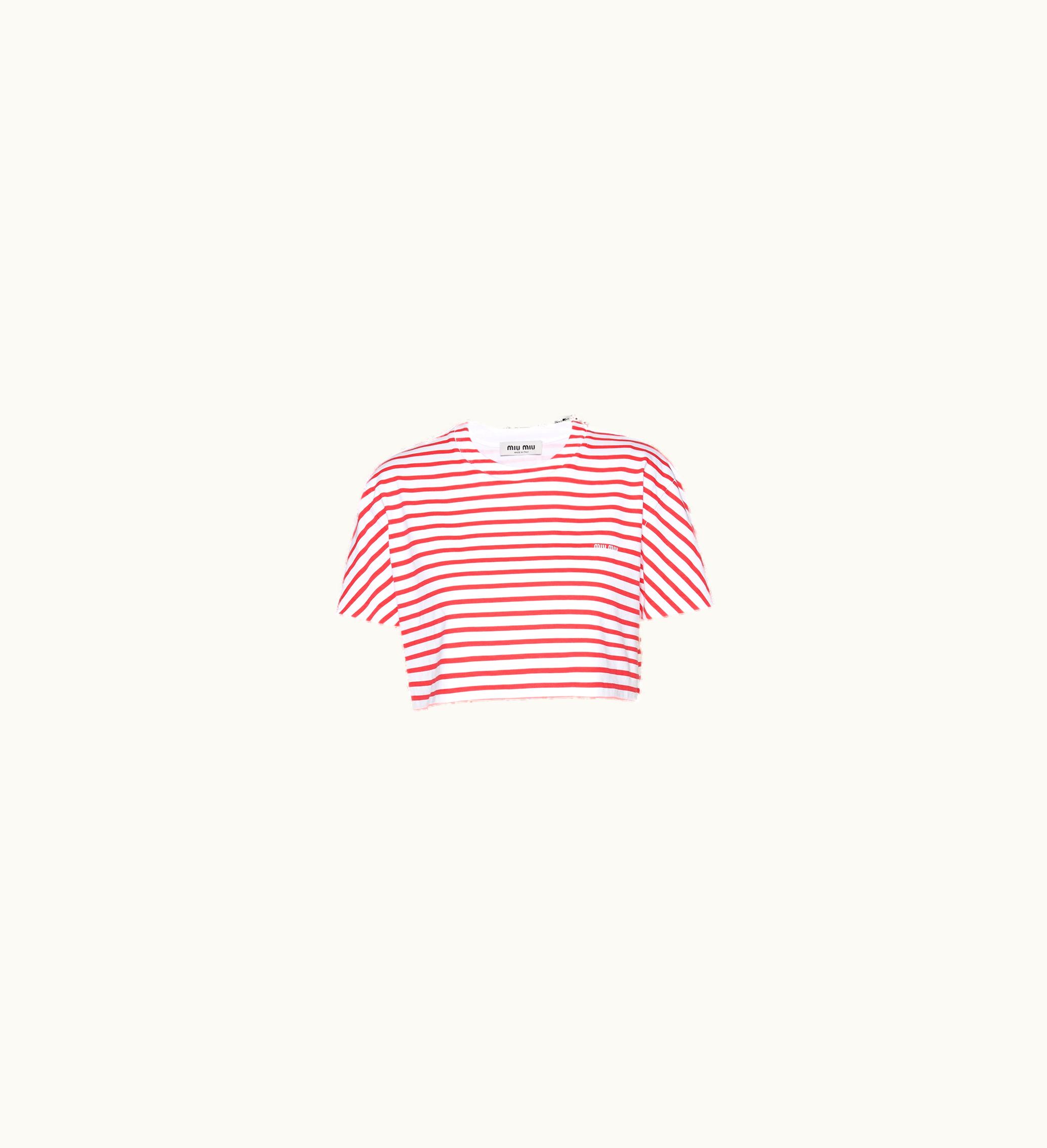 Miu Miu Miu Miu Cotton T-shirt With Printed Logo White / Red