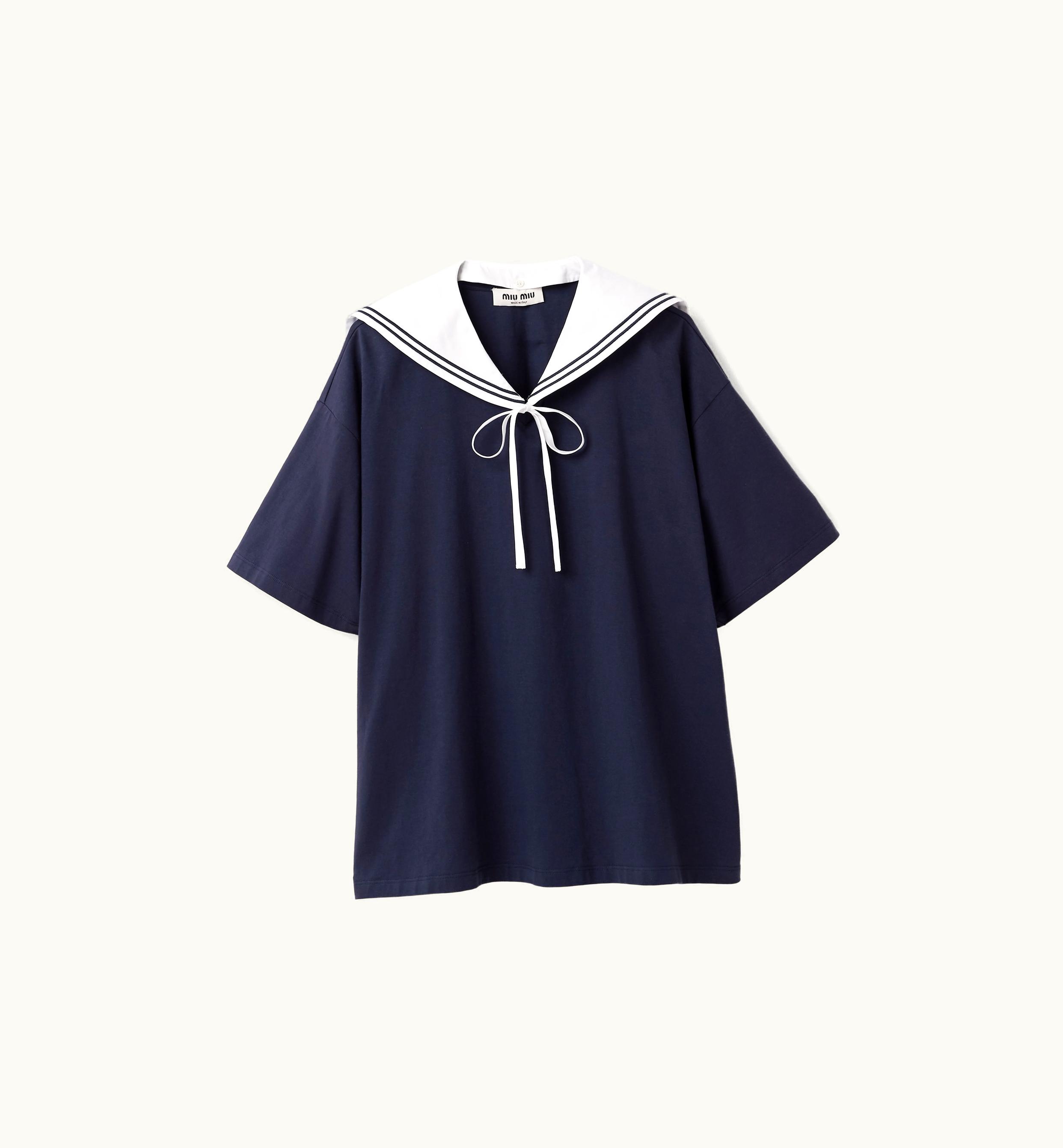 Miu Miu Miu Miu Cotton T-shirt Navy