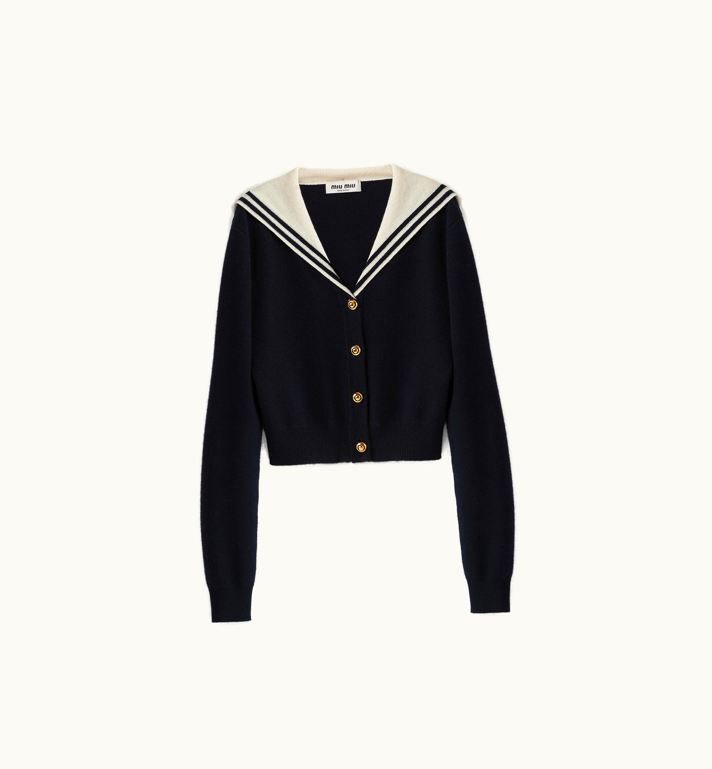 Miu Miu Miu Miu Cashmere Cardigan Blue / White