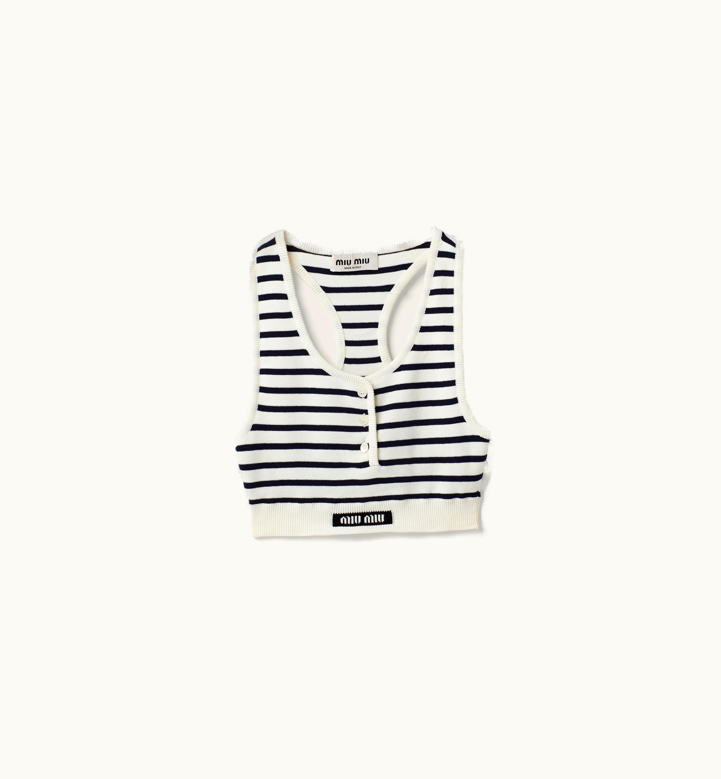 Miu Miu Miu Miu Cotton Top White / Blue