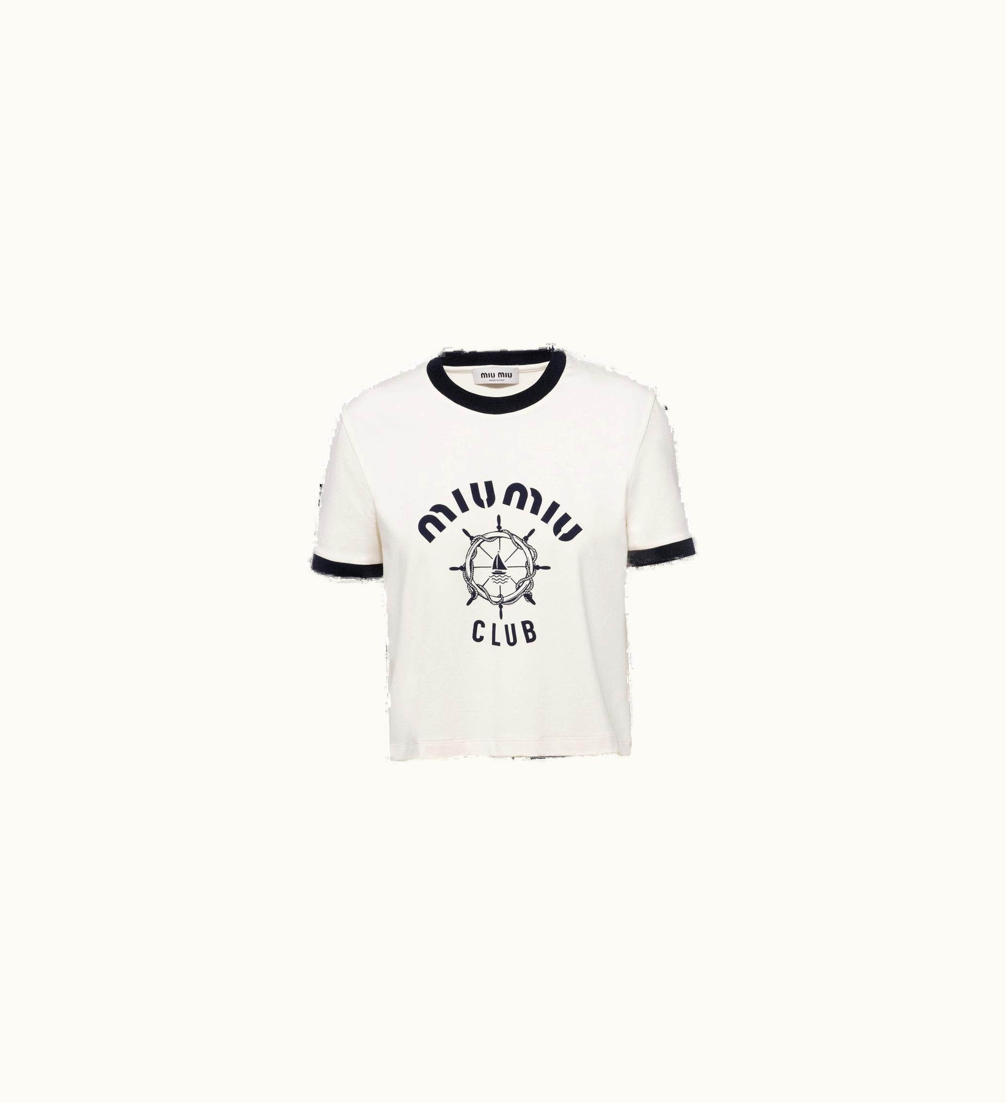Miu Miu Miu Miu Print Jersey T-shirt Ivory