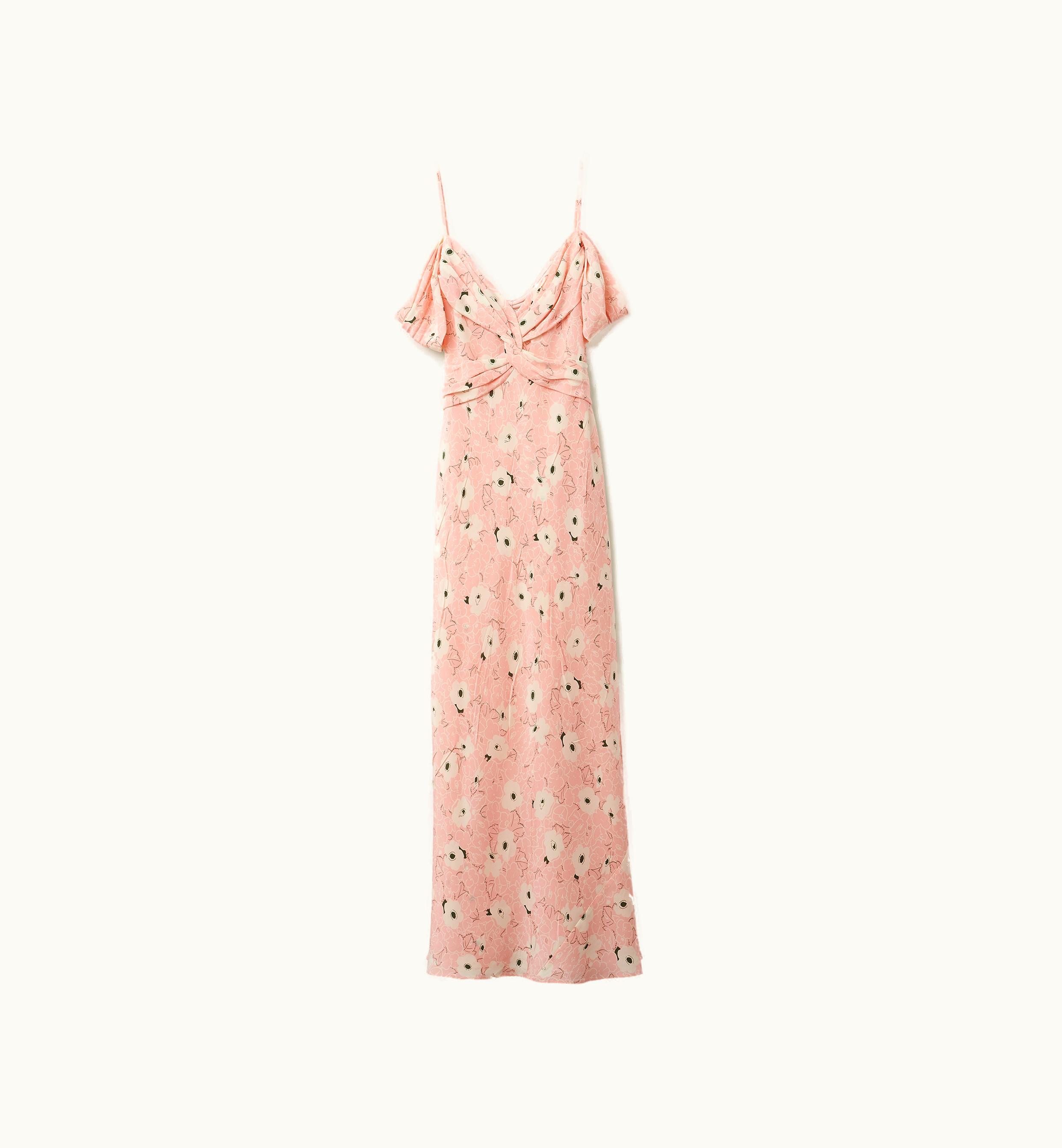 Miu Miu Miu Miu Crepe De Chine Long Dress Opaline / Ivory