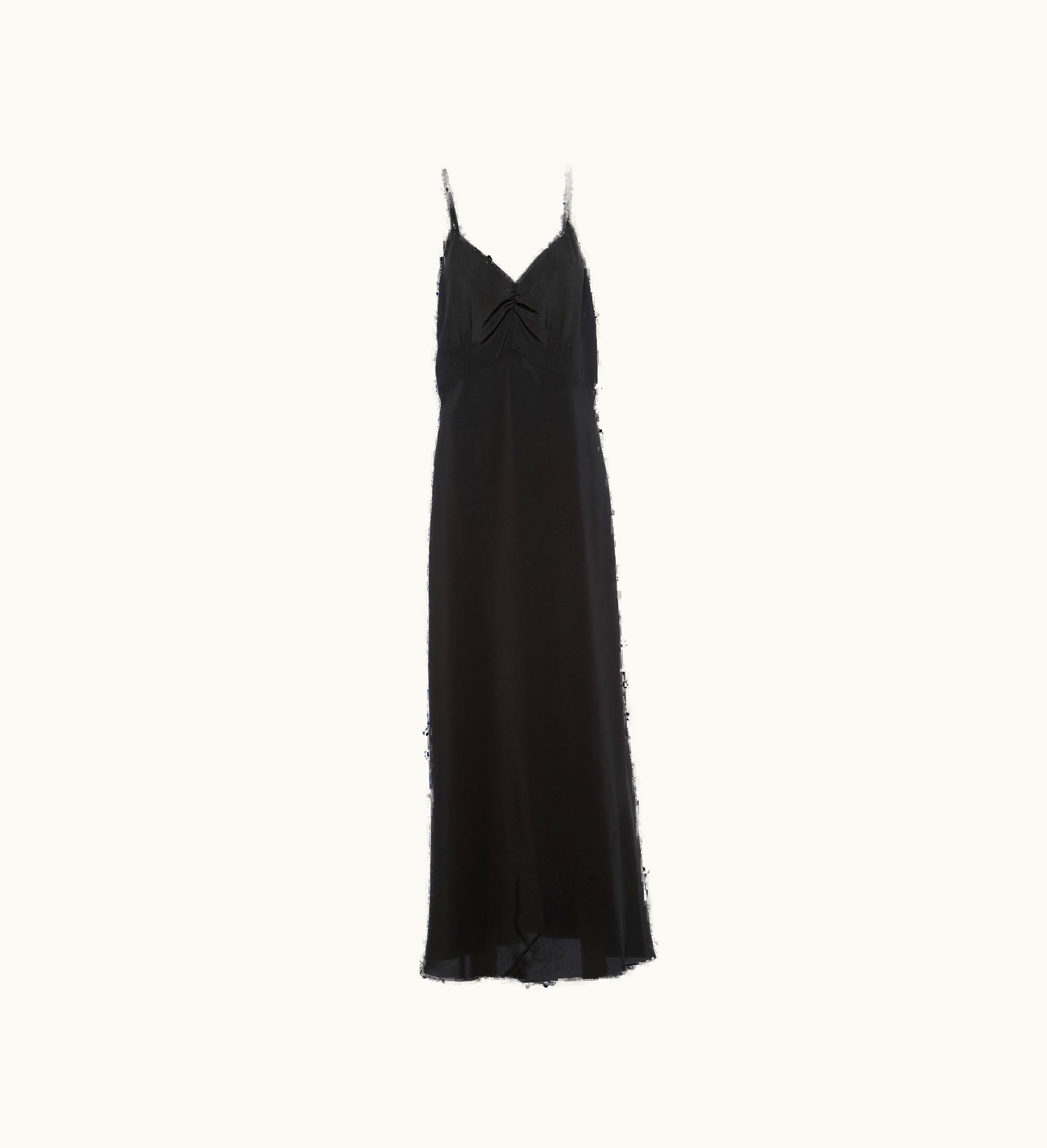 Miu Miu Miu Miu Crepe De Chine Long Dress Black