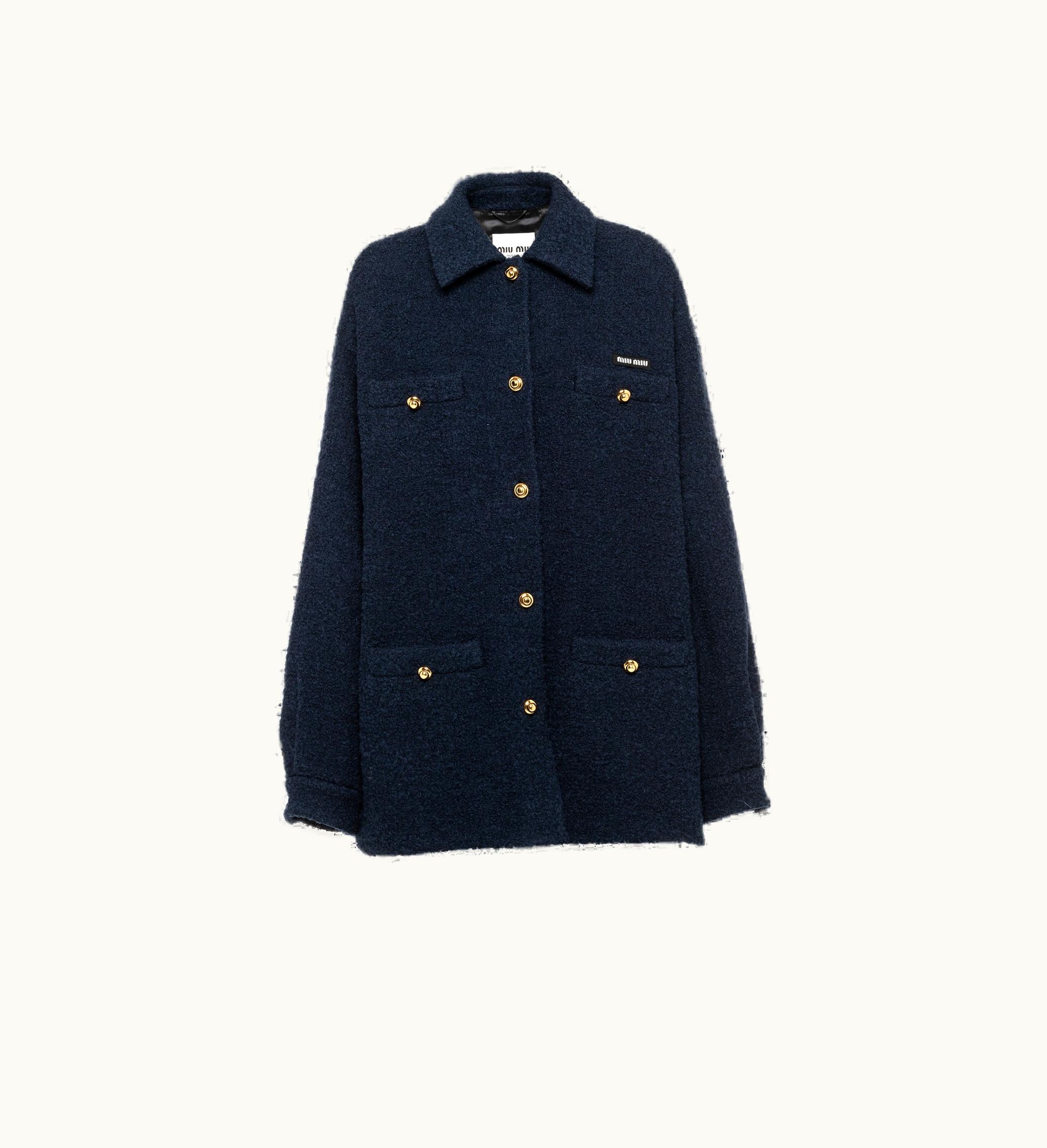 Miu Miu Miu Miu Bouclé Blouson Jacket Navy
