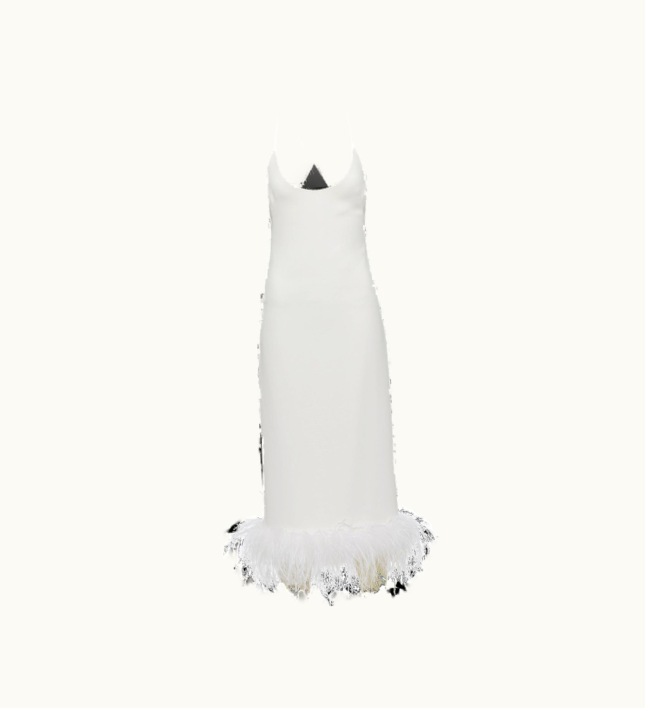 Miu Miu Miu Miu Stretch Cady Dress With Feathers White