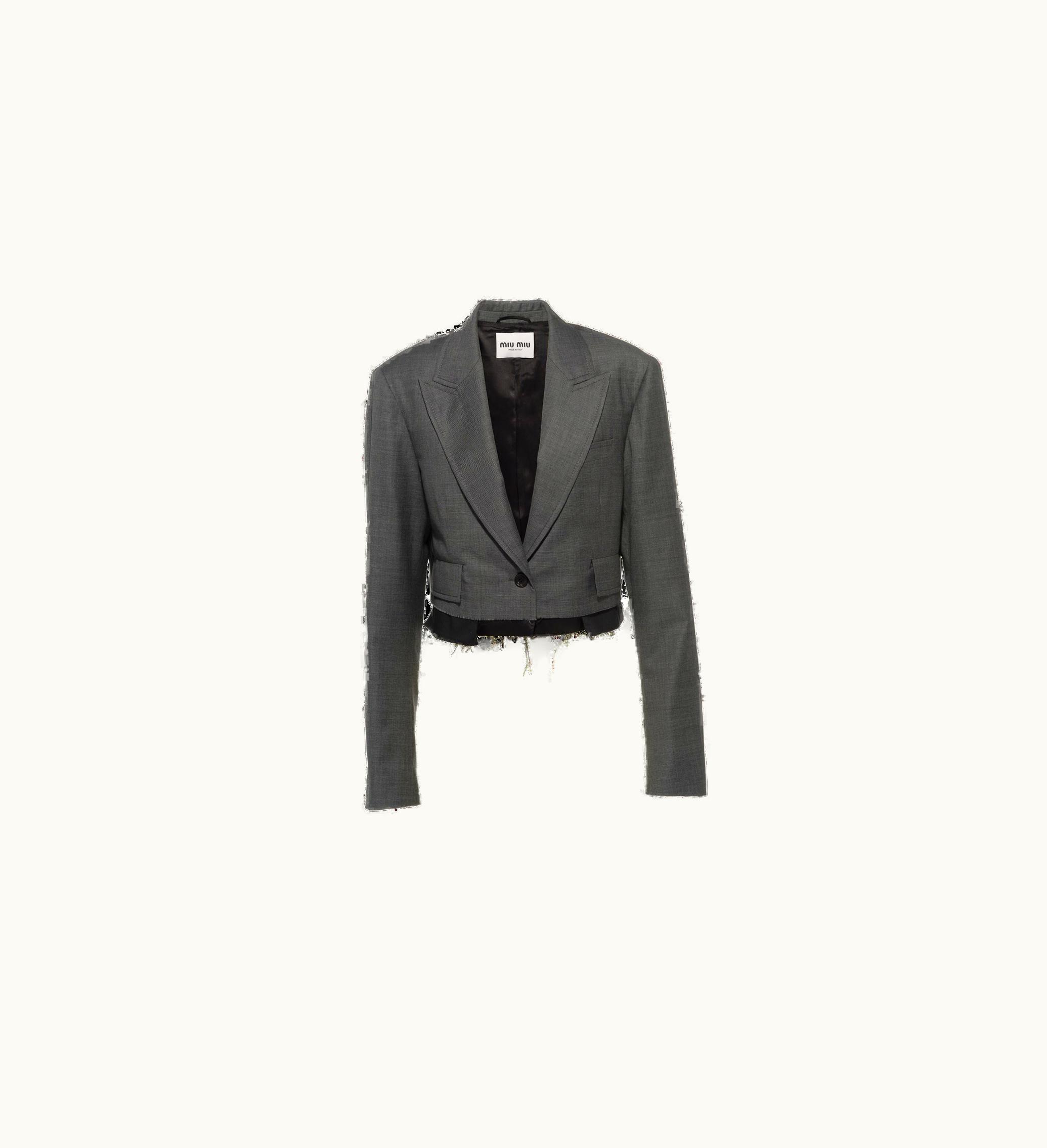 Miu Miu Miu Miu Peak Lapel Single-Breasted Jacket Slate Gray