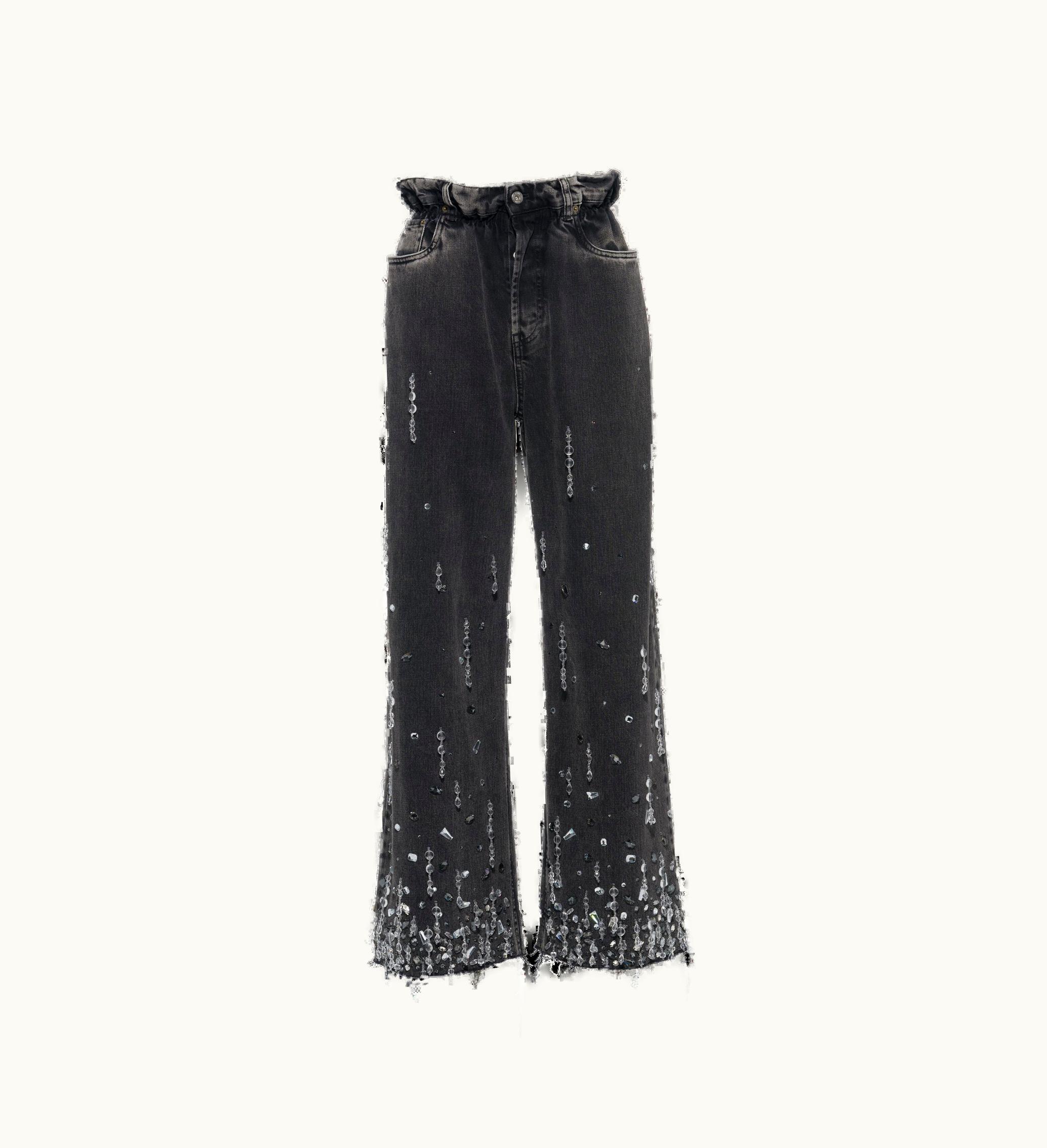 Miu Miu Miu Miu GWP412_12IJ_F0002_S_231 Crystal Cascade Flare Denim Pants Black
