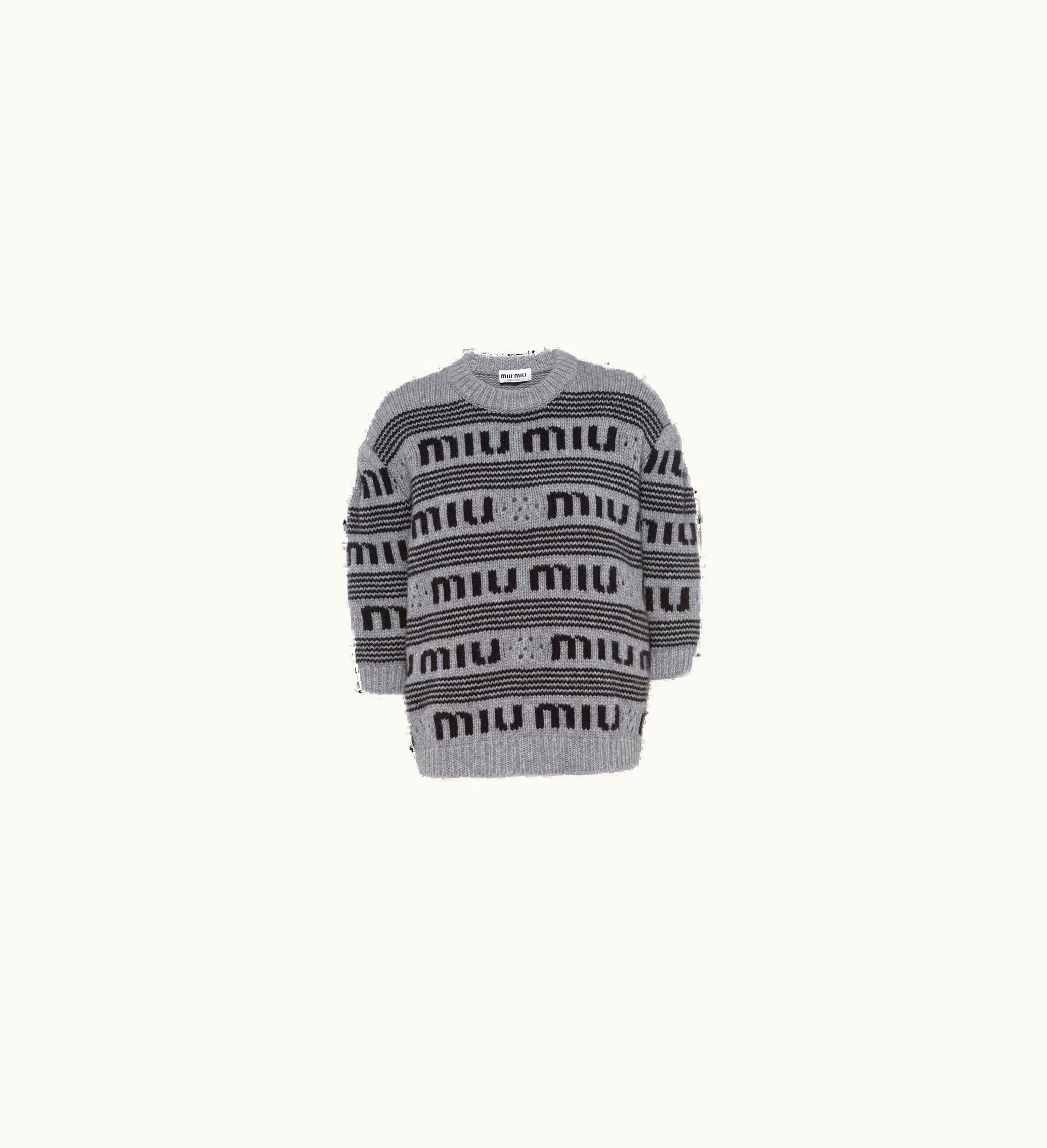 Miu Miu Miu Miu Cashmere crew-neck Sweater Gray / Black