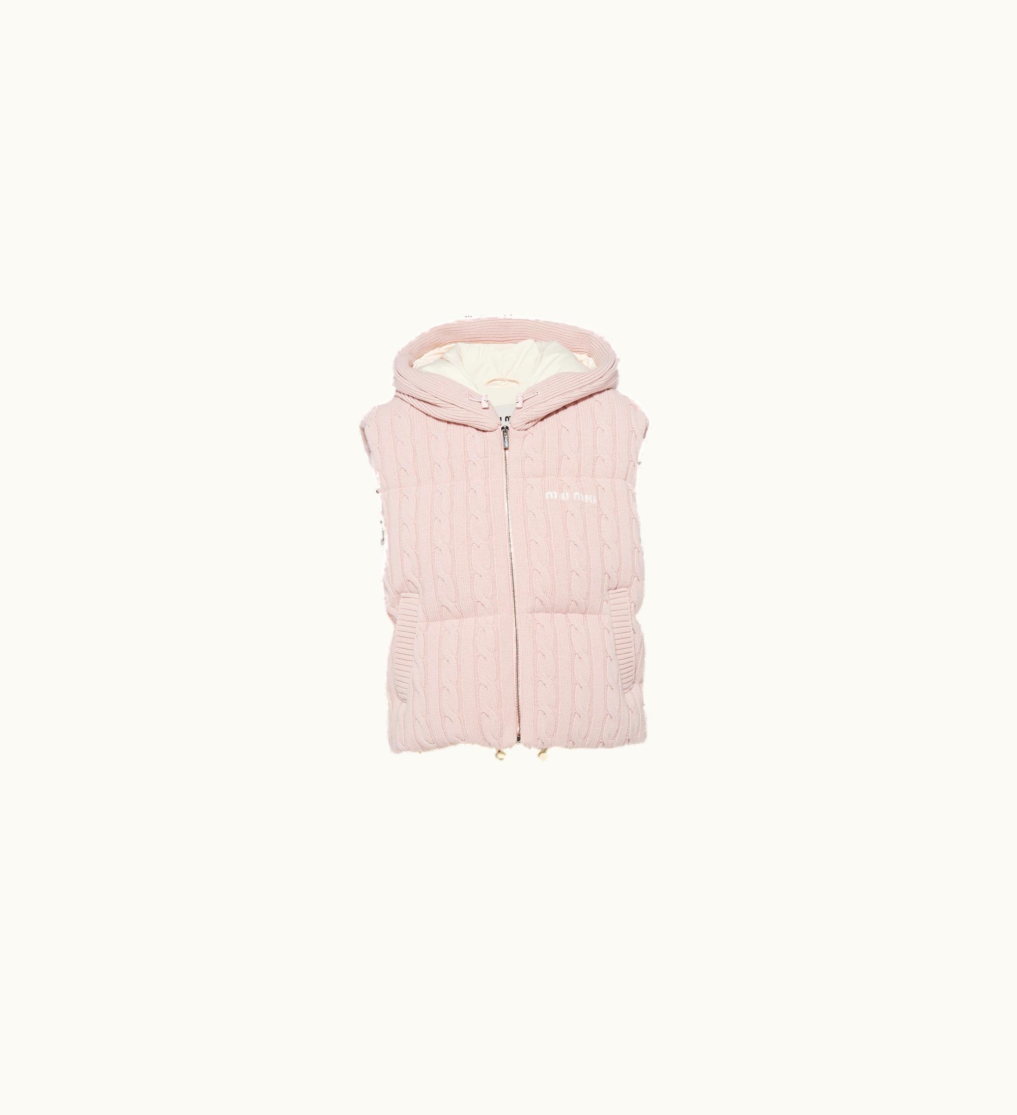Miu Miu Miu Miu Padded Cashmere Wool Down Vest Pink