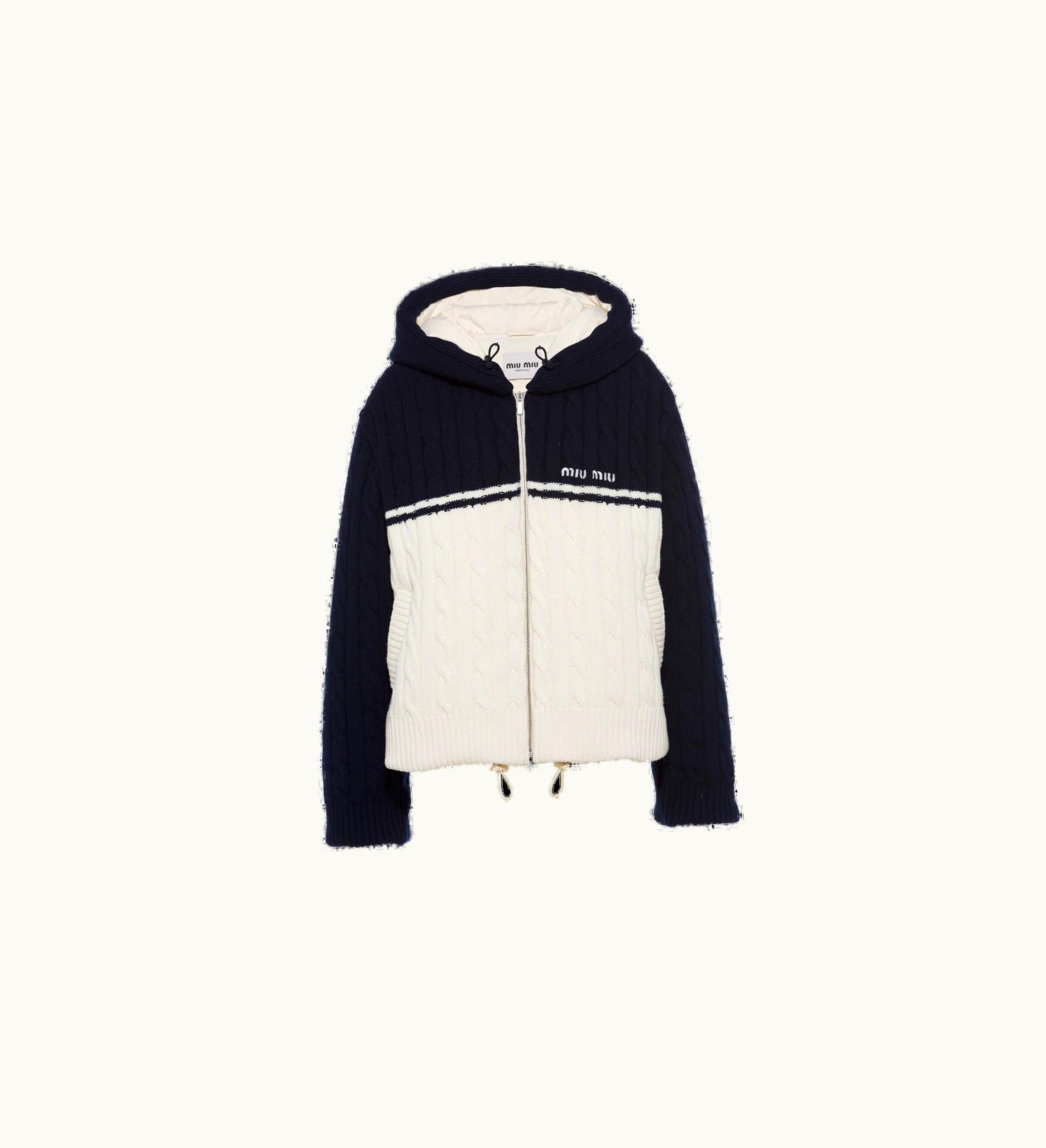 Miu Miu Miu Miu Cashmere And Wool Down Jacket Blue / White