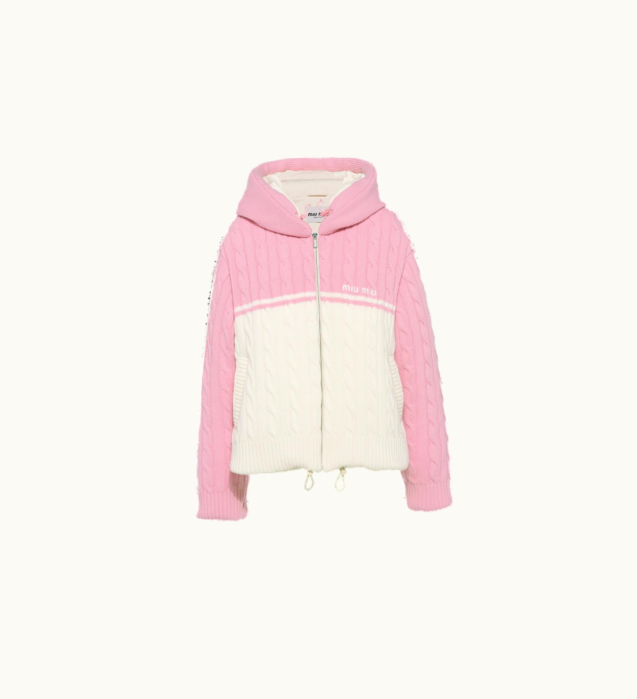 Miu Miu Miu Miu Cashmere And Wool Down Jacket Pink / White