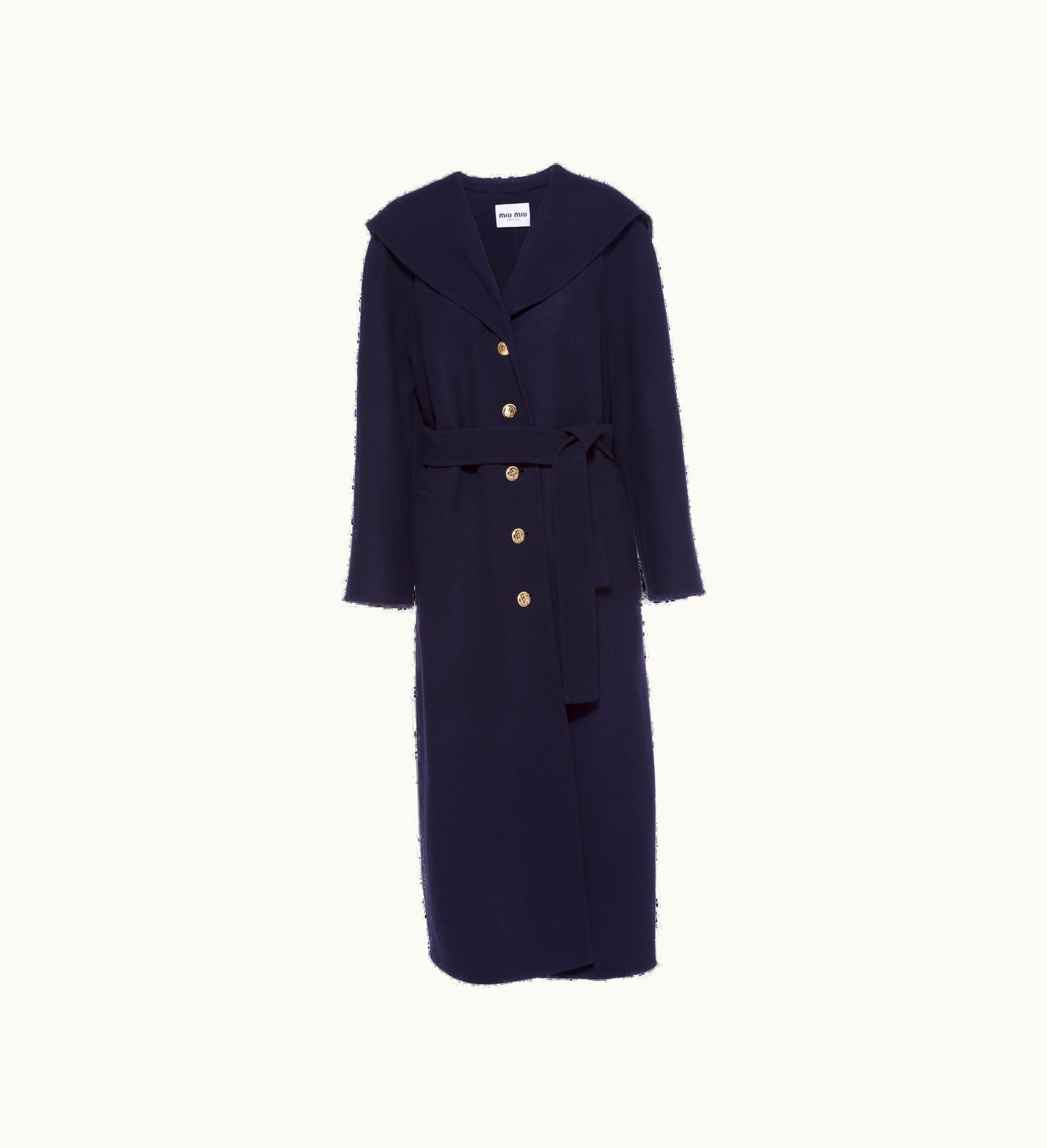 Miu Miu Miu Miu Single-breasted Textured Wool Coat Navy