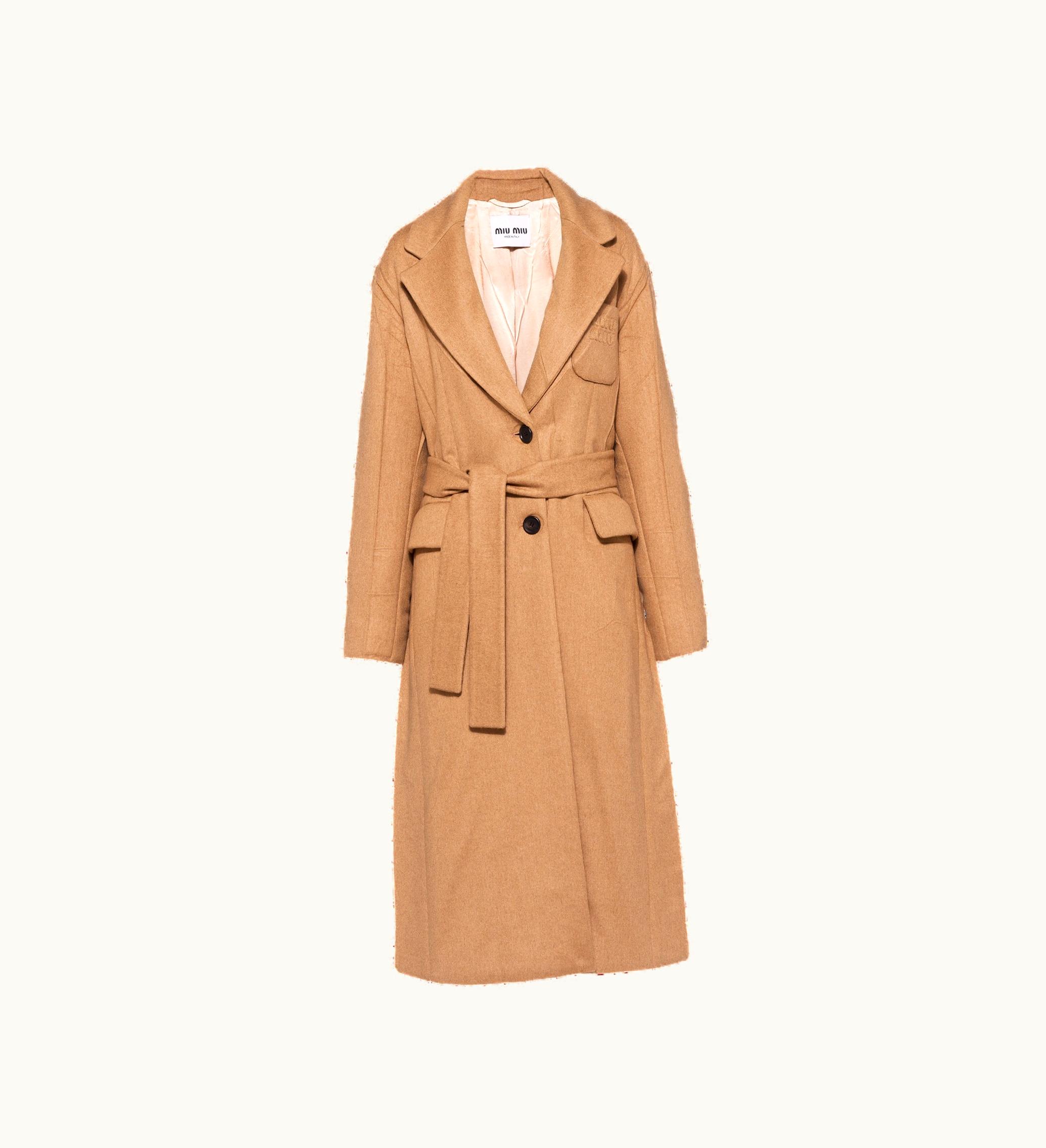 Miu Miu Miu Miu Padded Camel Velour Coat Camel Brown