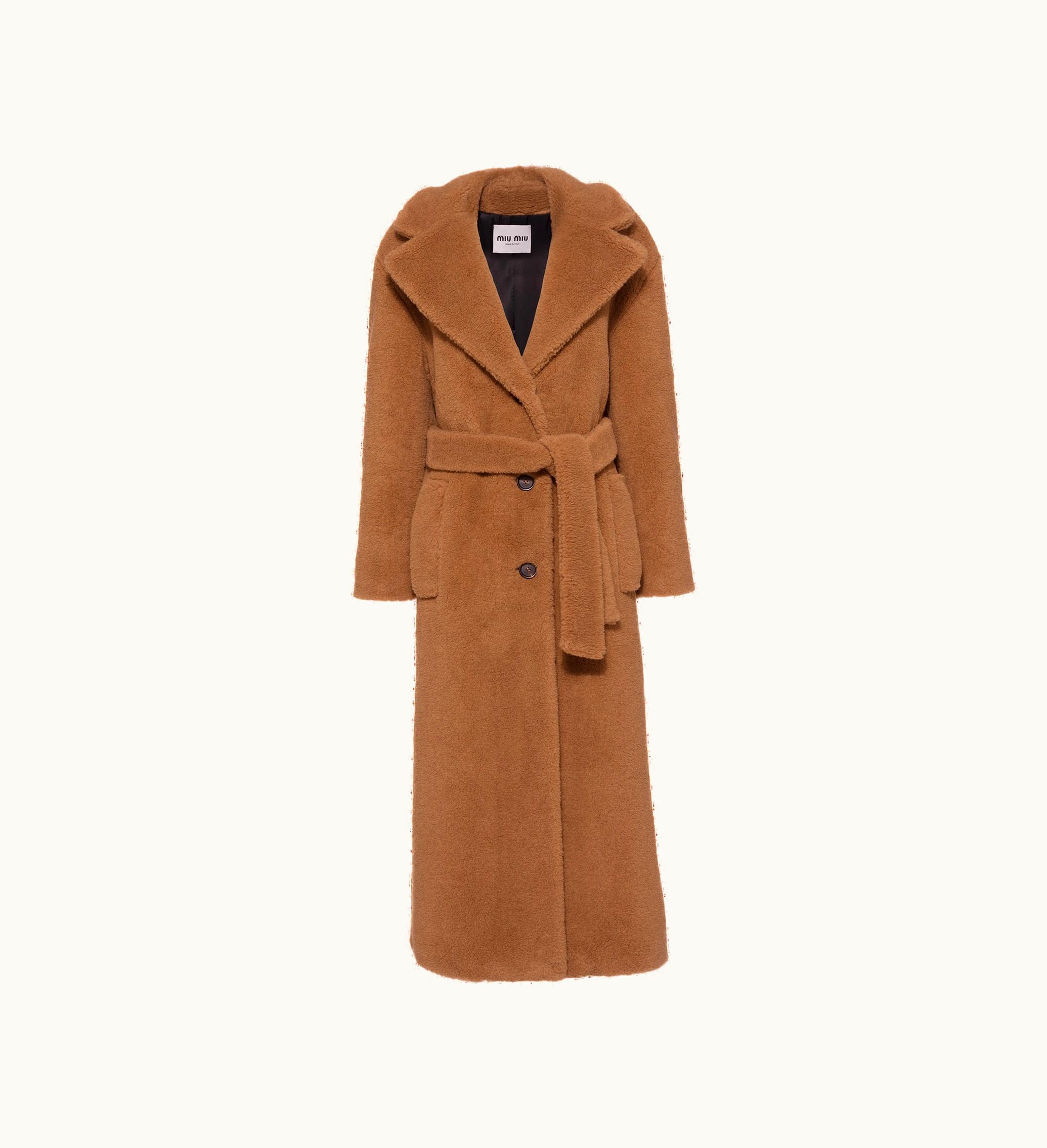 Miu Miu Miu Miu Single-breasted Alpaca Coat Camel Brown