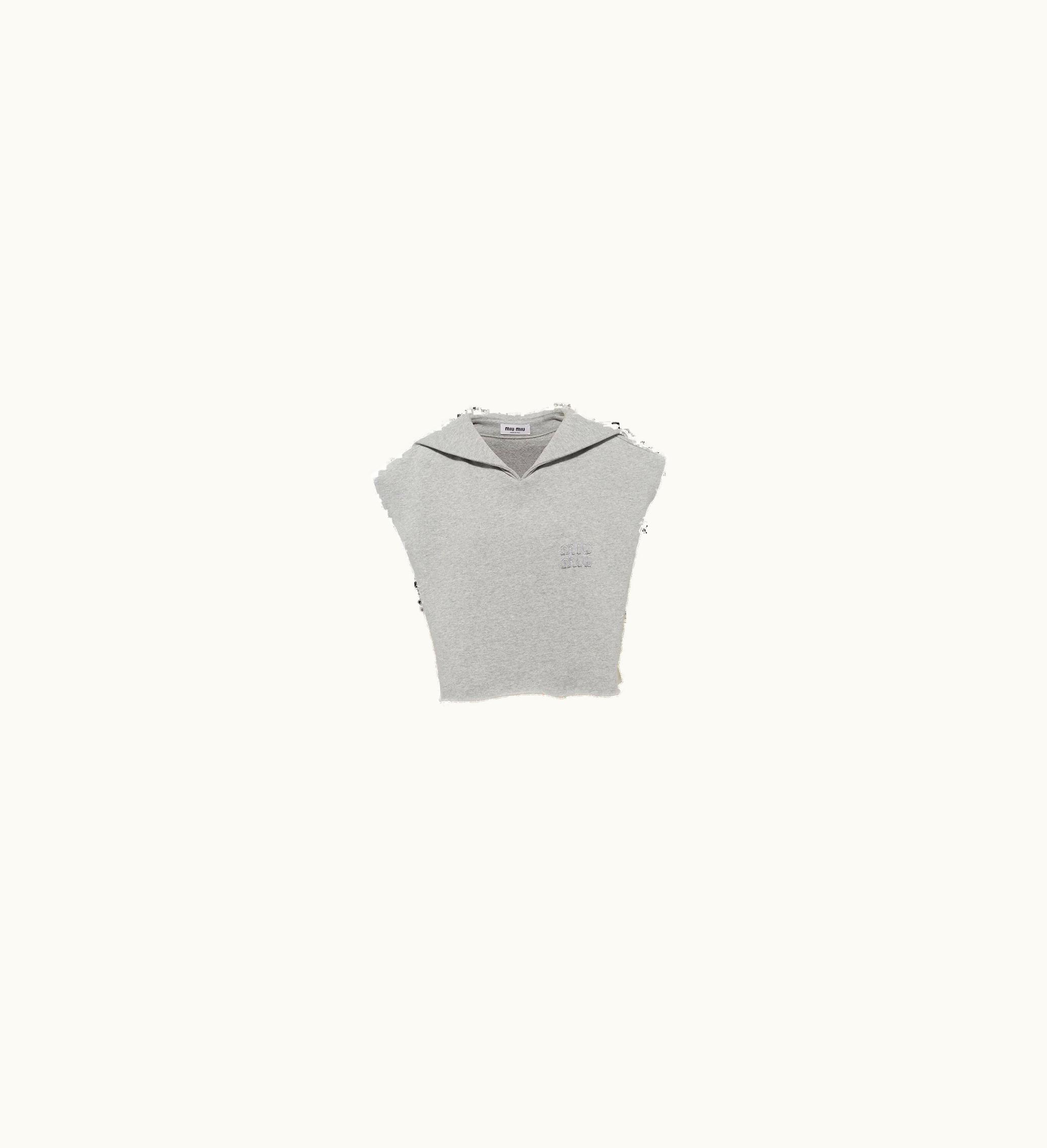 Miu Miu Miu Miu Sleeveless Cotton Sweatshirt Grey