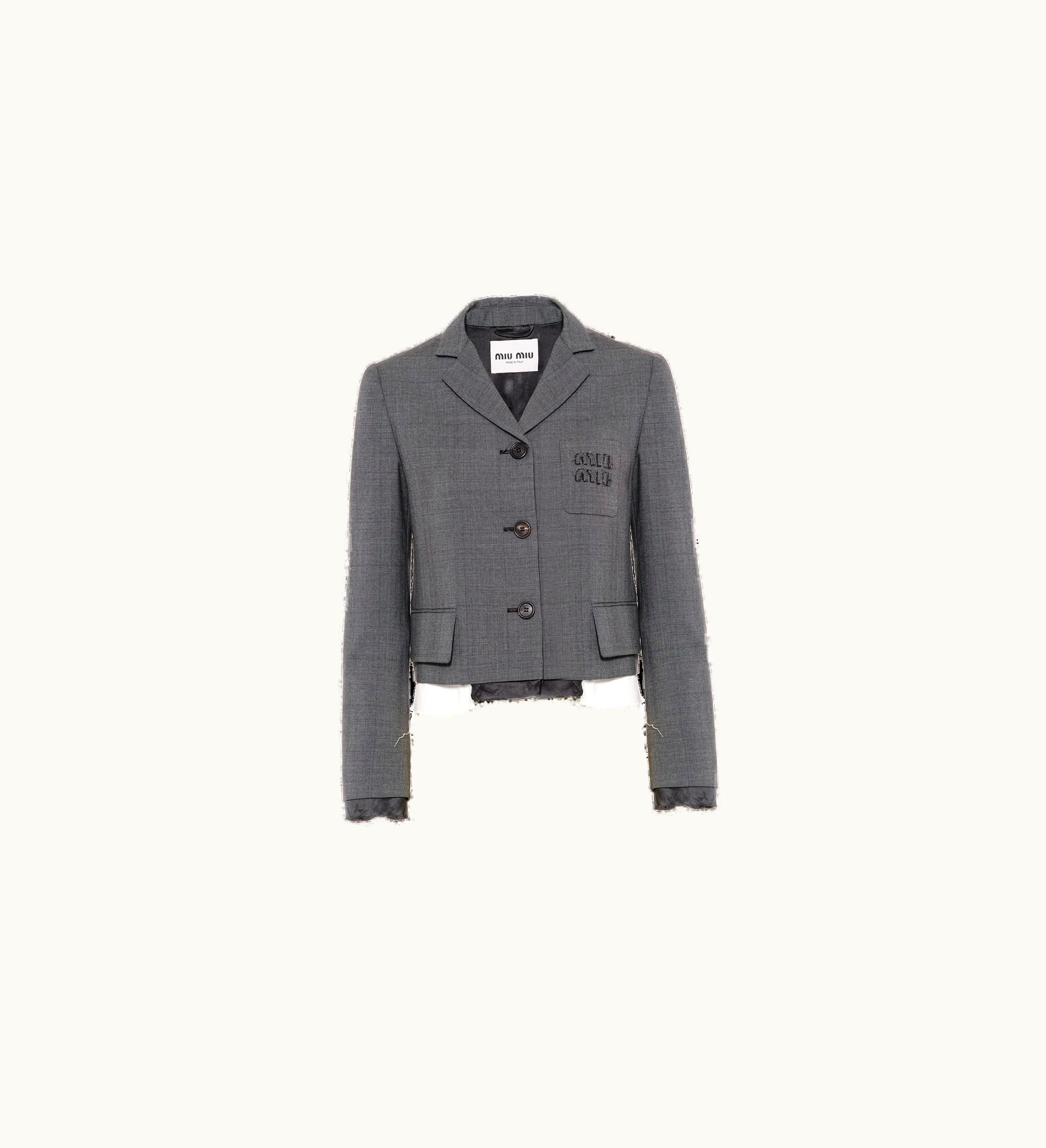 Miu Miu Miu Miu Single-breasted Prince Of Wales Check Jacket Slate Gray