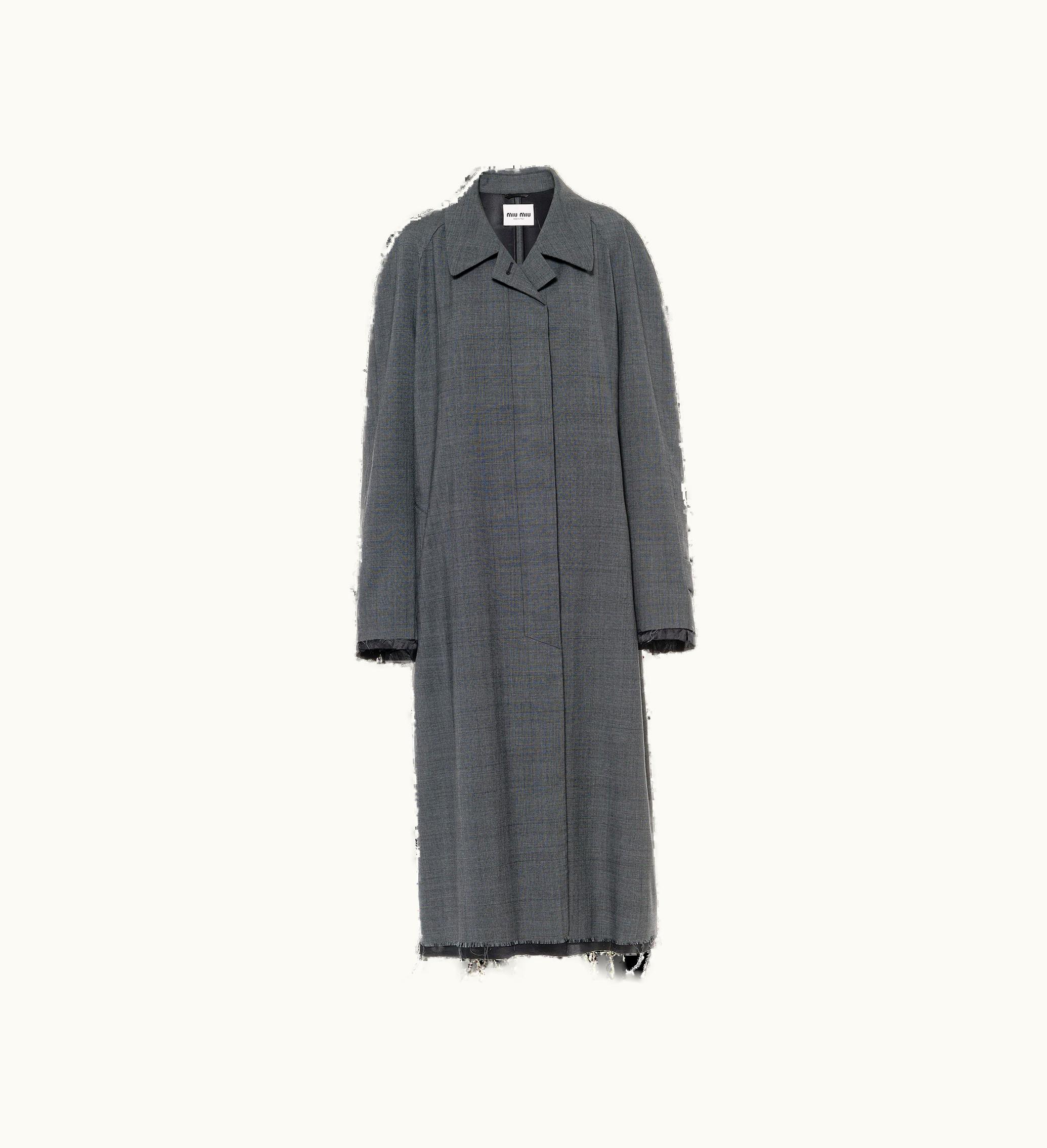 Miu Miu Miu Miu Single-breasted Prince Of Wales Check Wool Coat Slate Gray