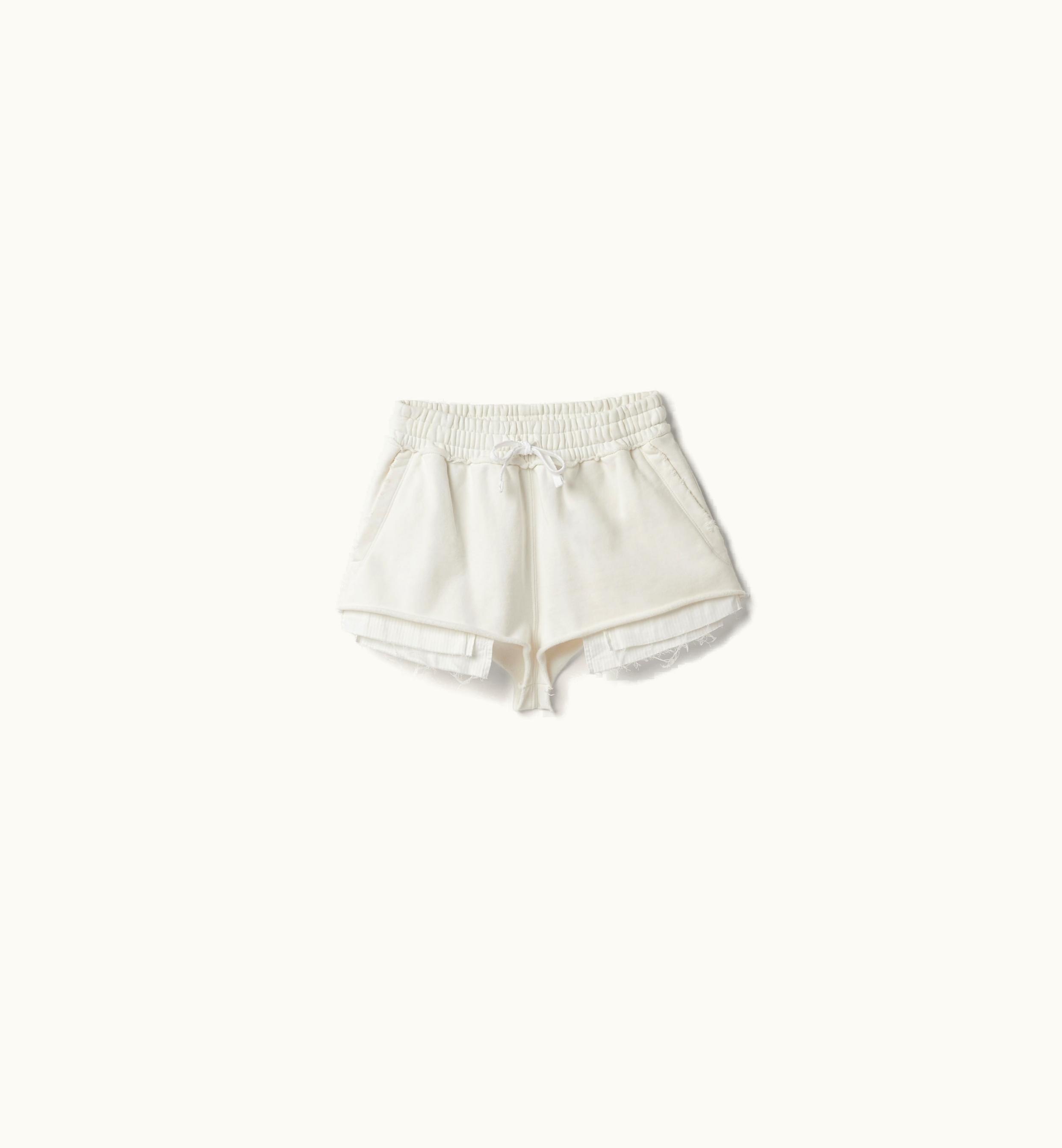Miu Miu Miu Miu Minimalist Embroidered Cotton Shorts White