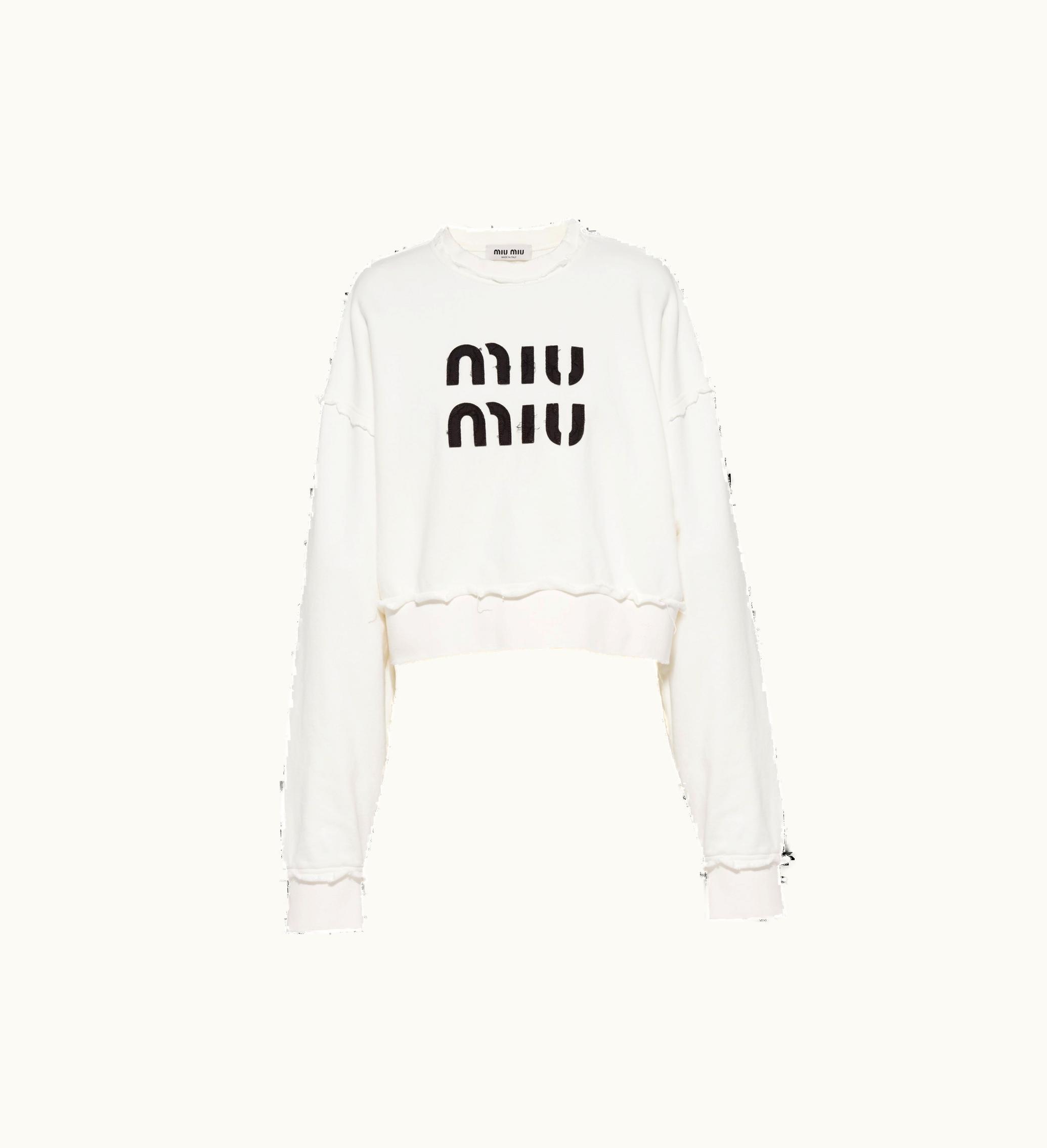 Miu Miu Miu Miu Embroidered Cotton Sweatshirt White