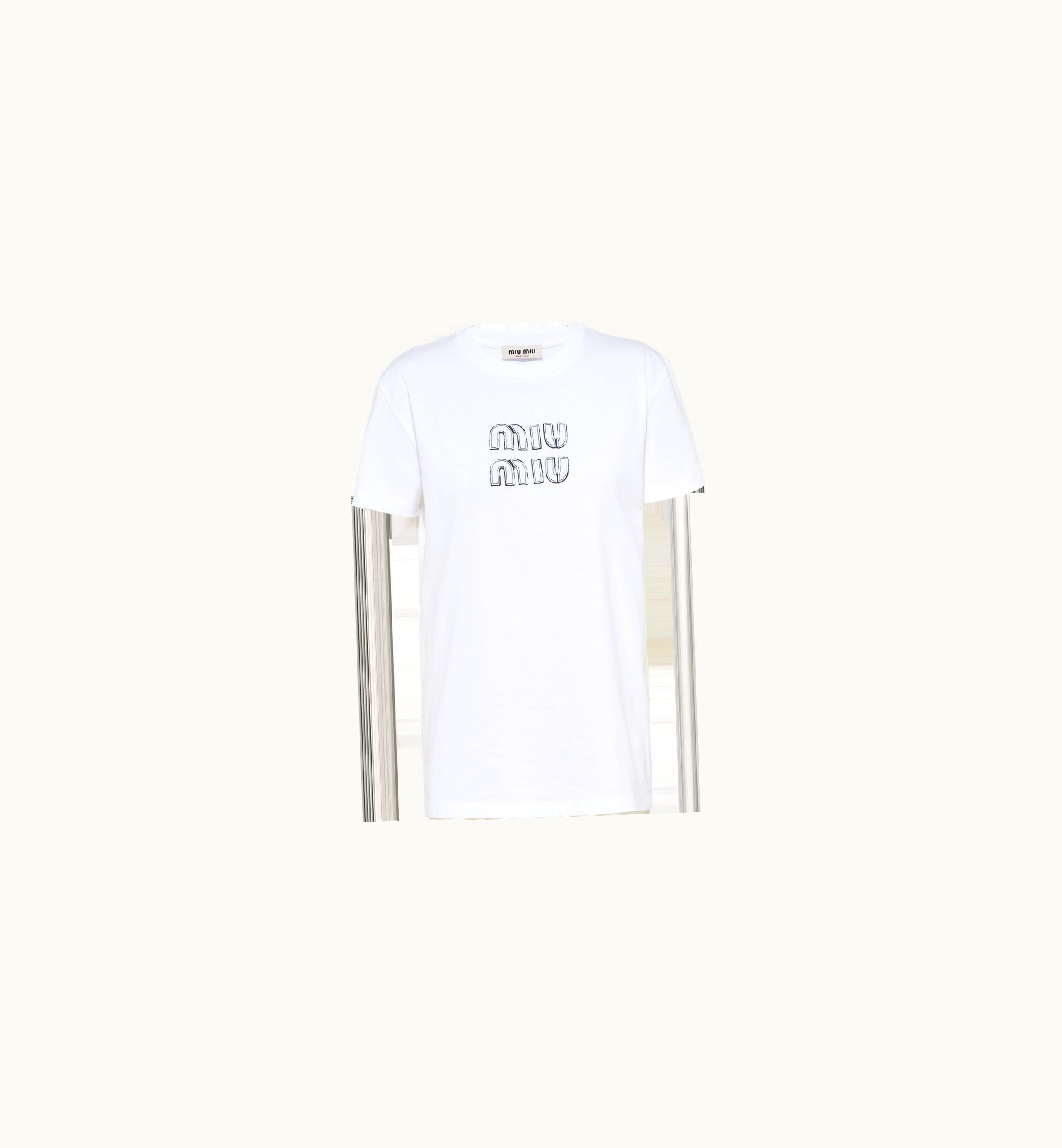 Miu Miu Miu Miu Embroidered Cotton T-shirt White MJN345_12MF_F0009_S_231