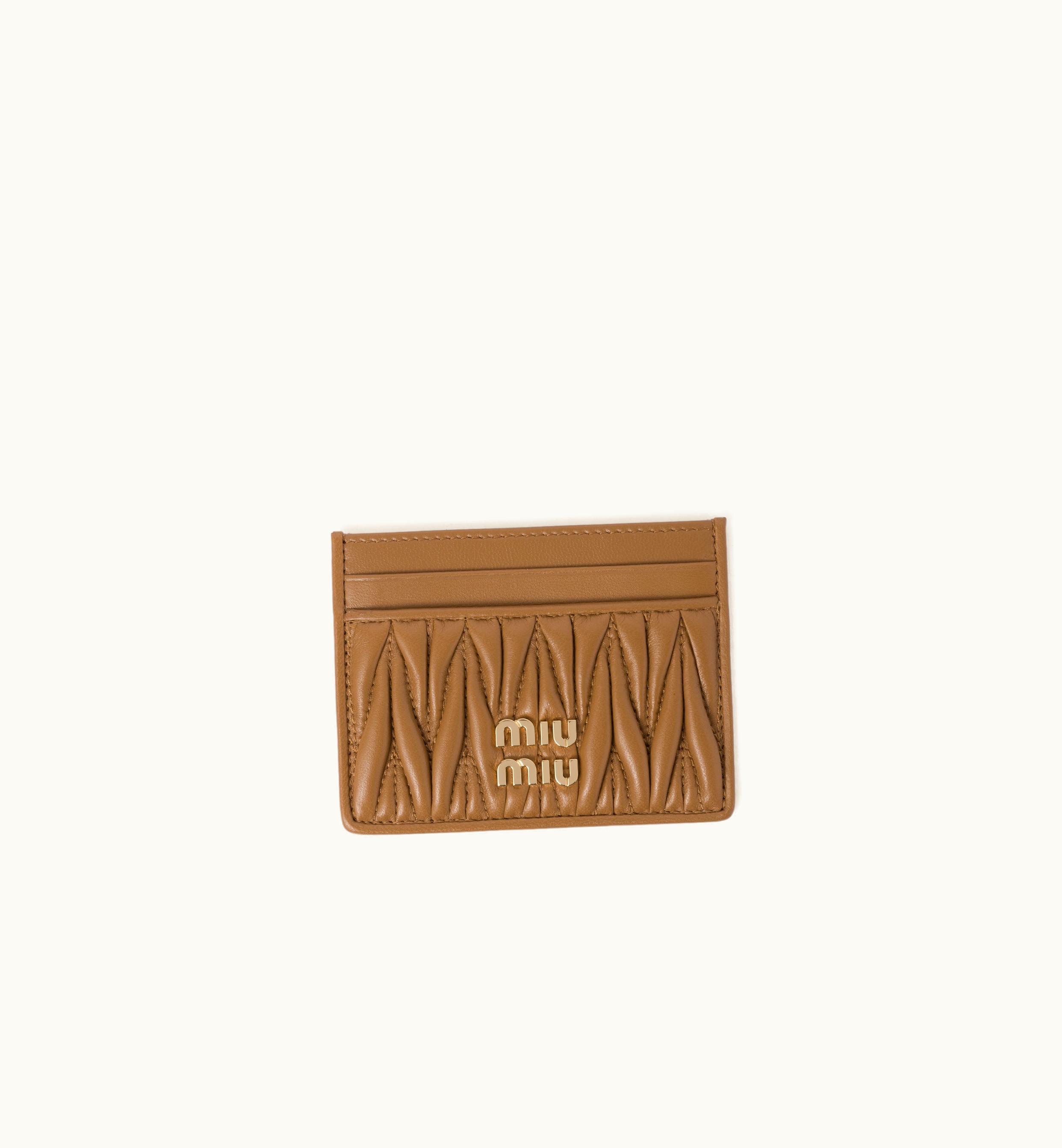 Miu Miu Miu Miu Matelassé Nappa Leather Card Holder Caramel