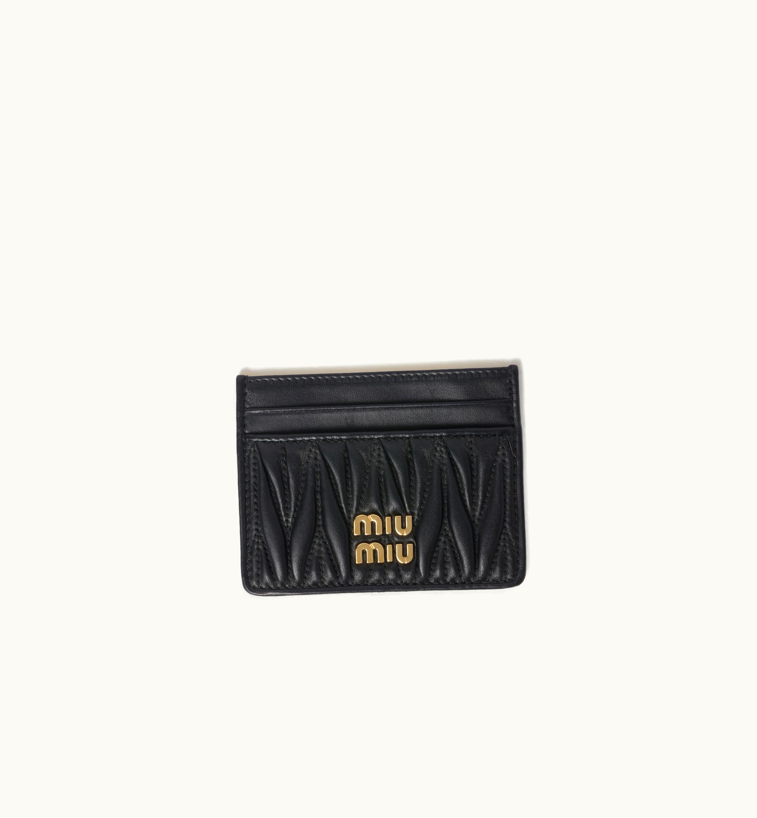 Miu Miu Miu Miu Matelassé Nappa Leather Card Holder Black