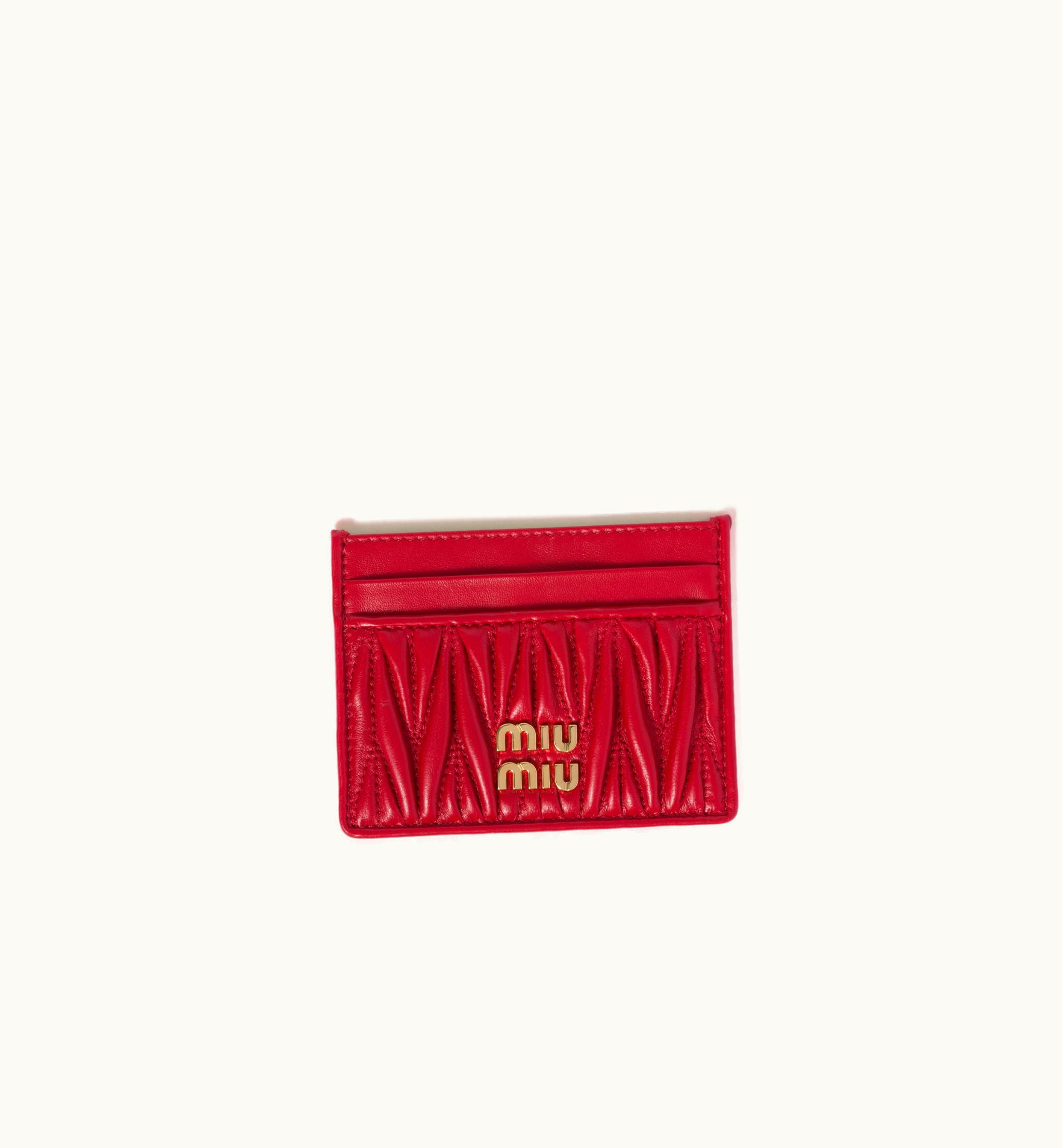Miu Miu Miu Miu Matelassé Nappa Leather Card Holder Red
