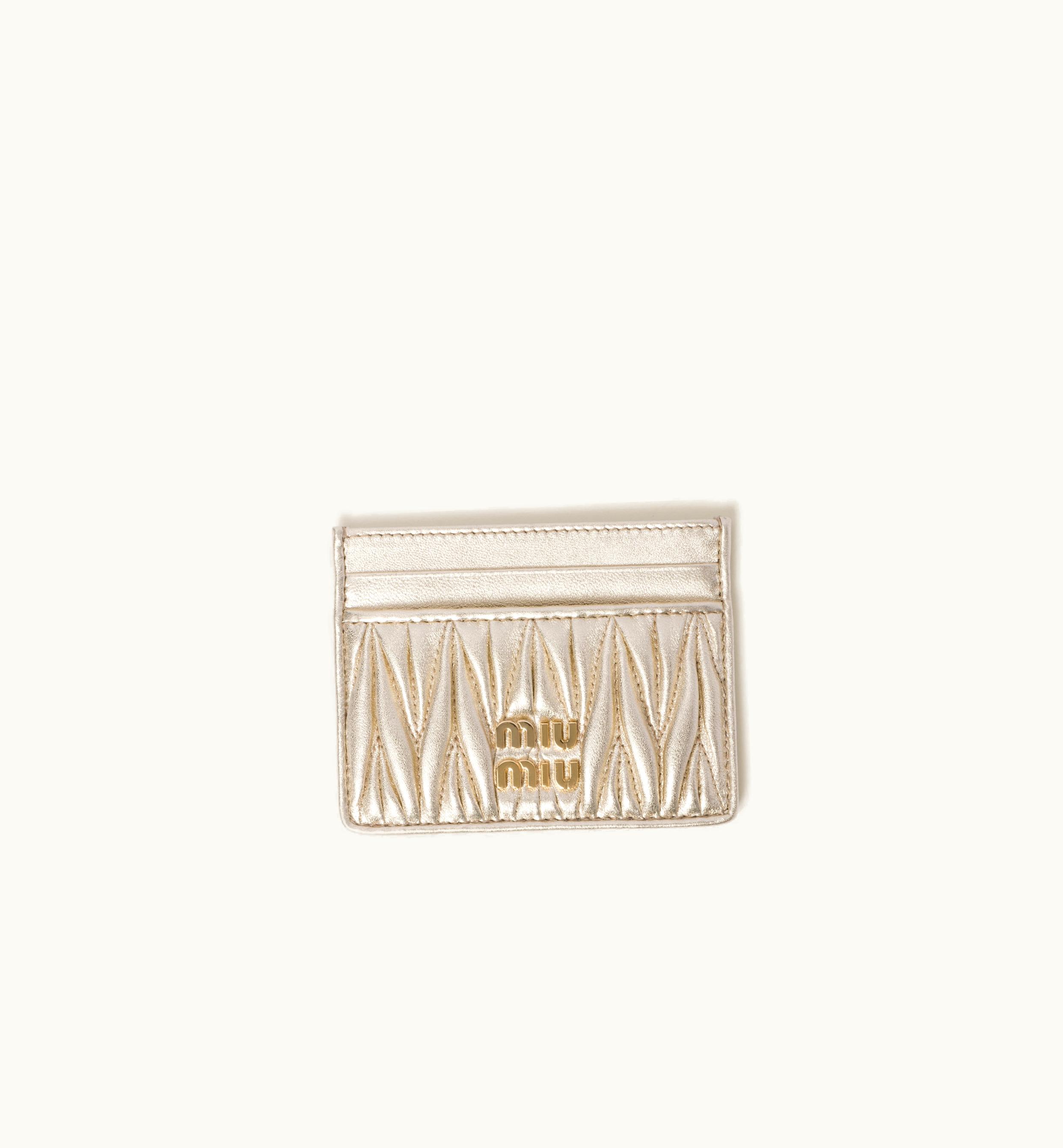 Miu Miu Miu Miu Matelassé Nappa Leather Card Holder Pyrite
