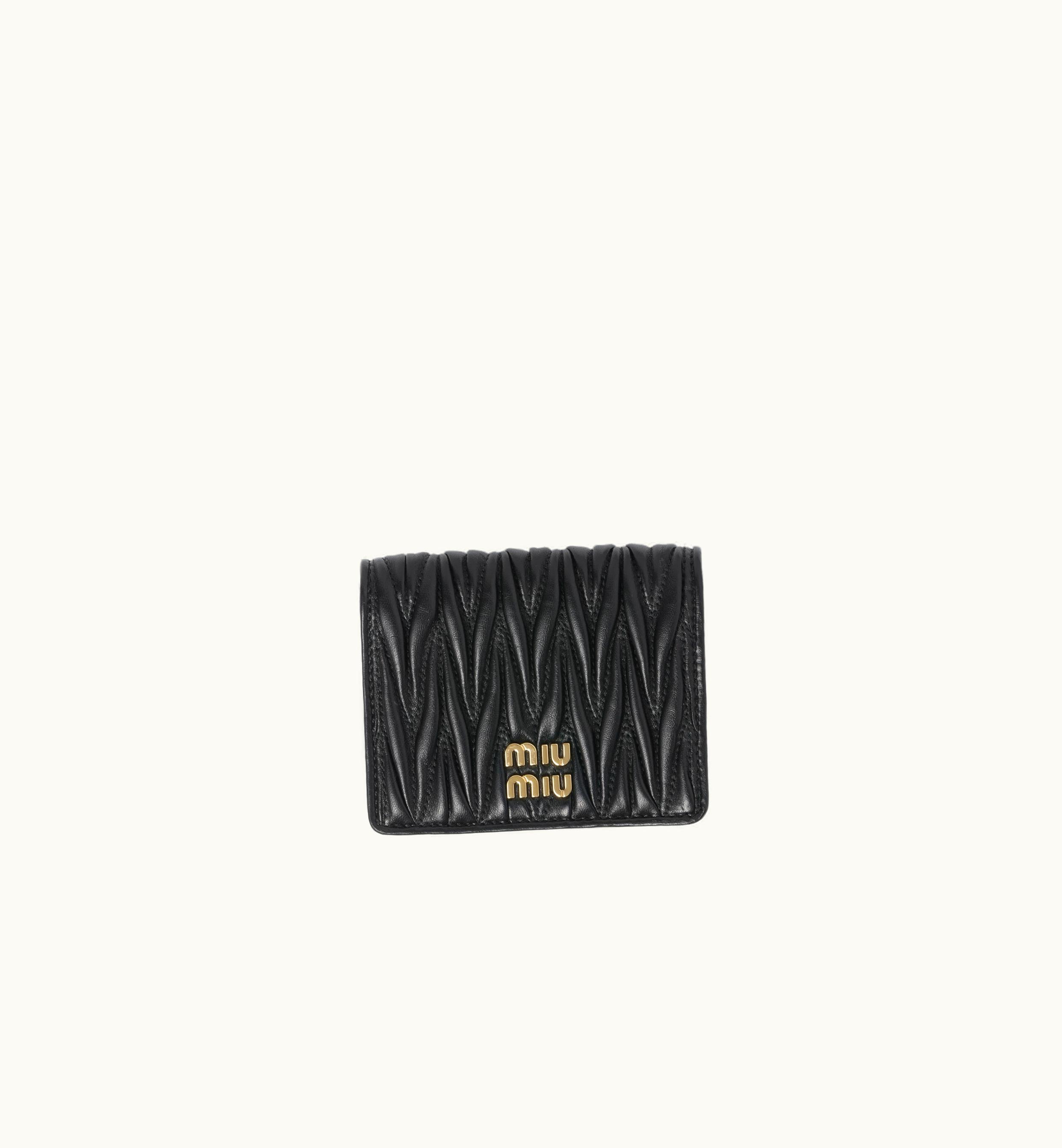 Miu Miu Miu Miu Small Matelassé Nappa Leather Wallet Black