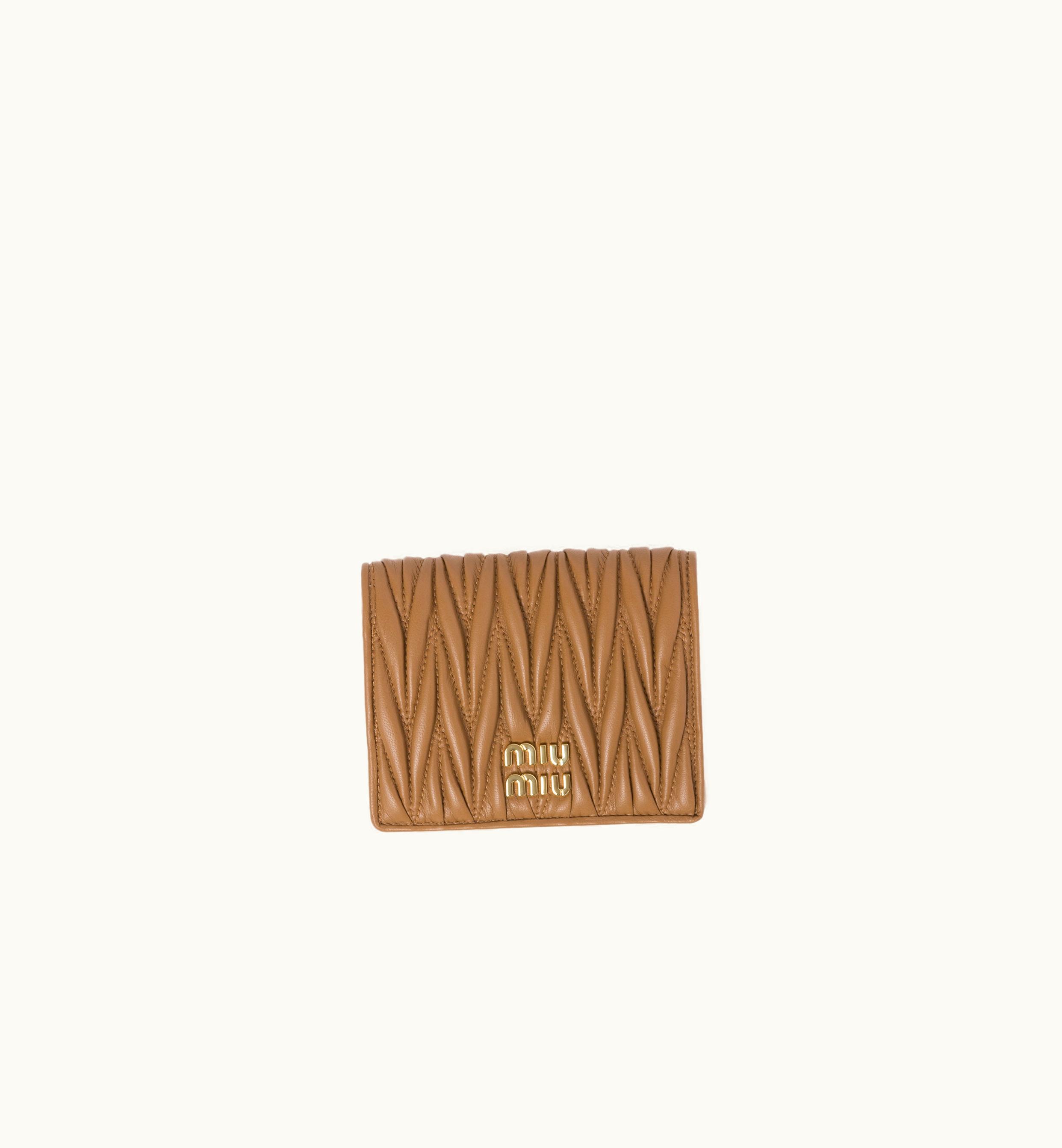 Miu Miu Miu Miu Small Matelassé Nappa Leather Wallet Caramel