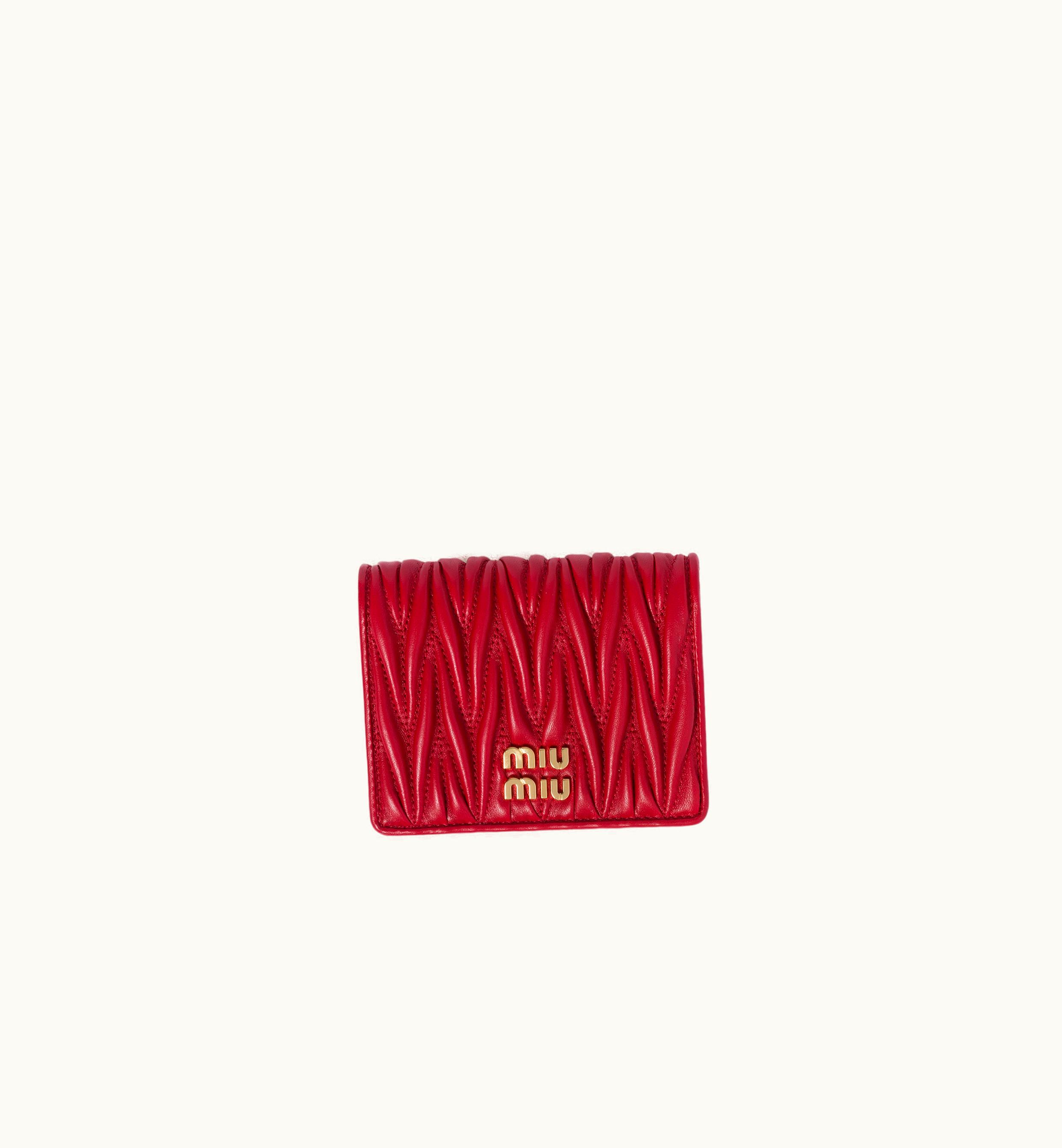 Miu Miu Miu Miu Small Matelassé Nappa Leather Wallet Red